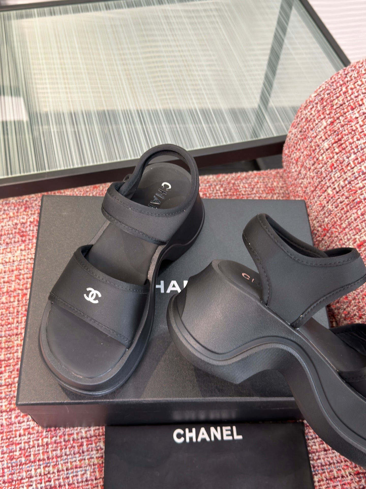 CC 26s Sandal Platform Black Textile Rubber 962956