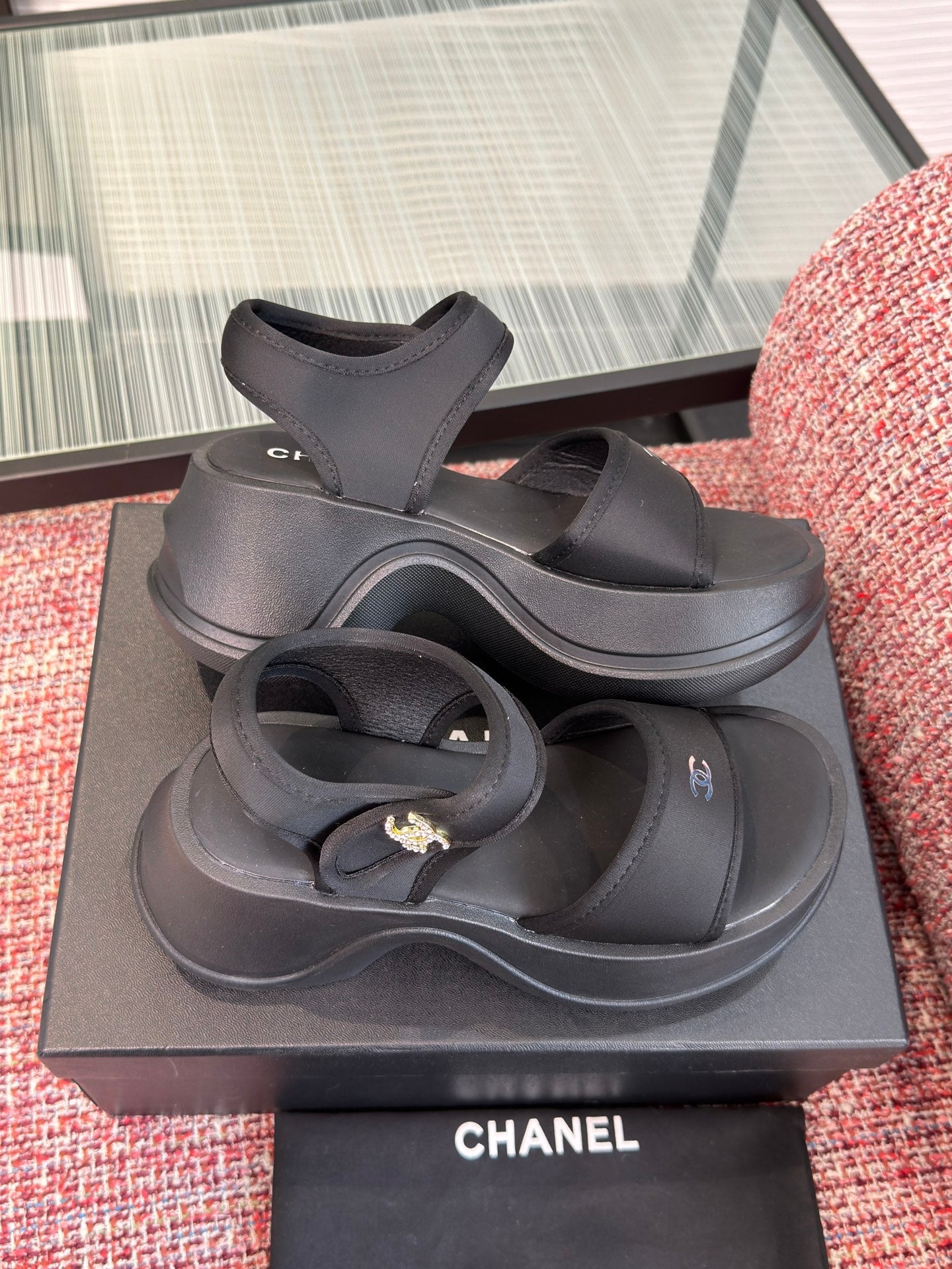 CC 26s Sandal Platform Black Textile Rubber 962956