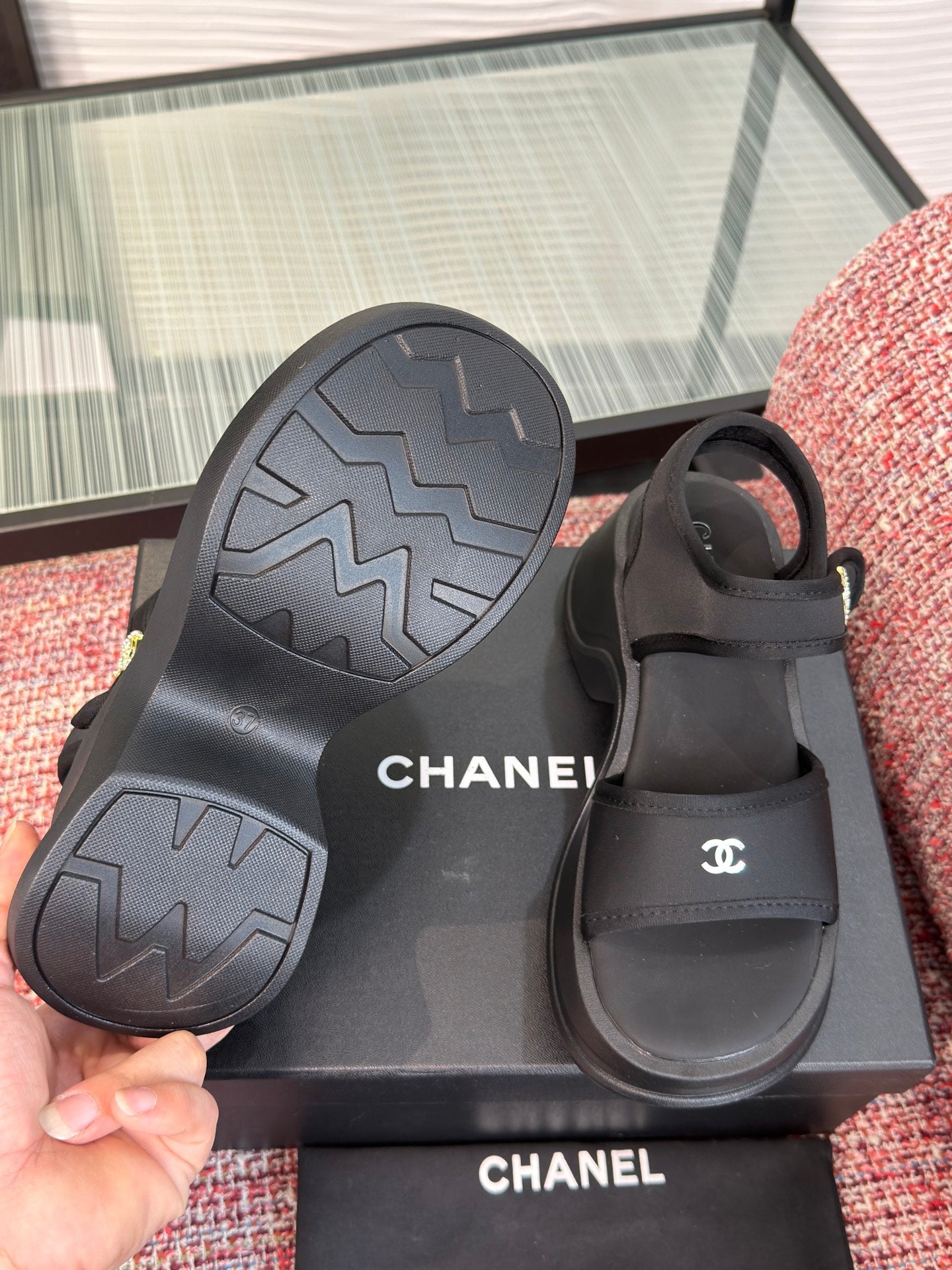 CC 26s Sandal Platform Black Textile Rubber 962956