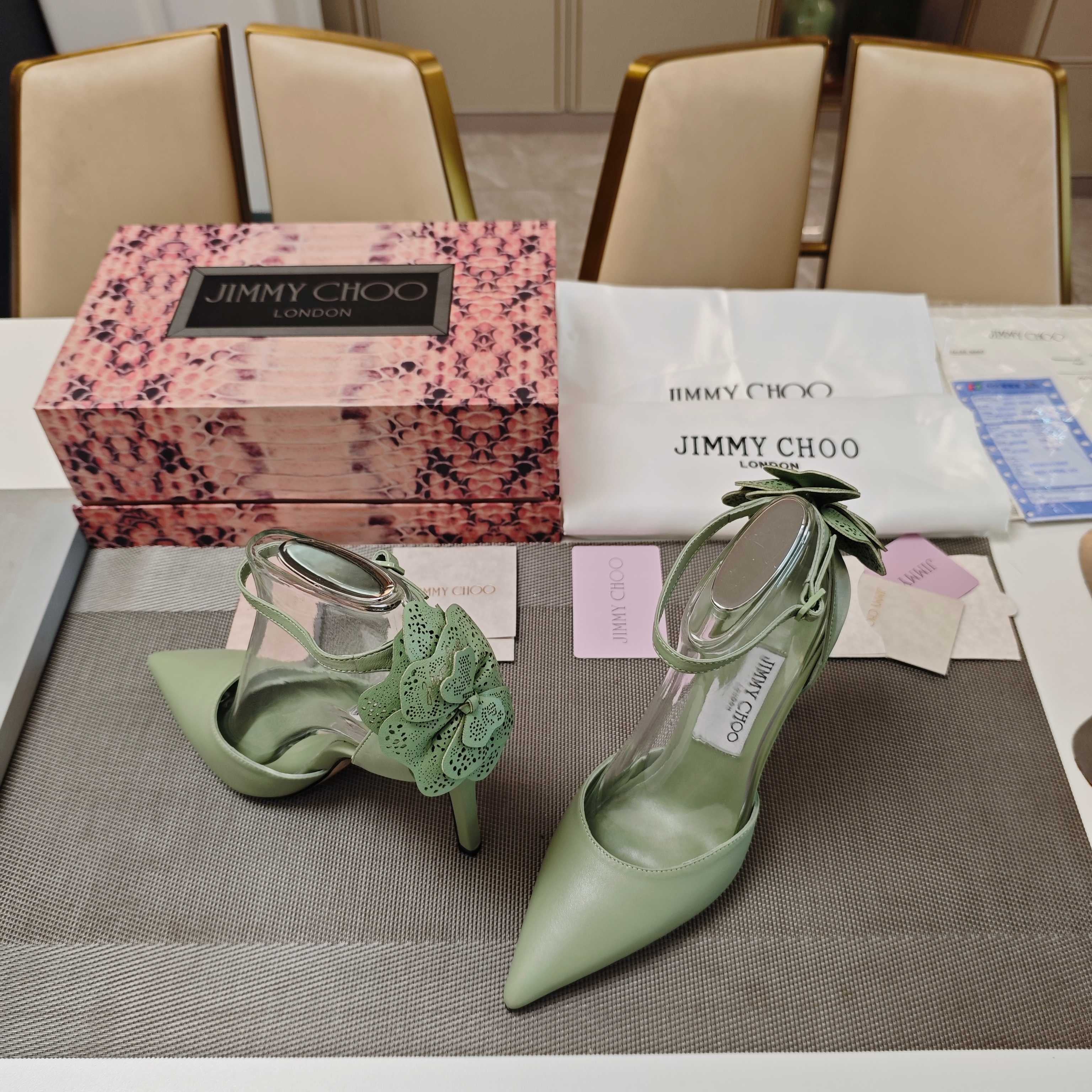 Jimmy Choo Marja Pumps 10cm Green Leather 900898