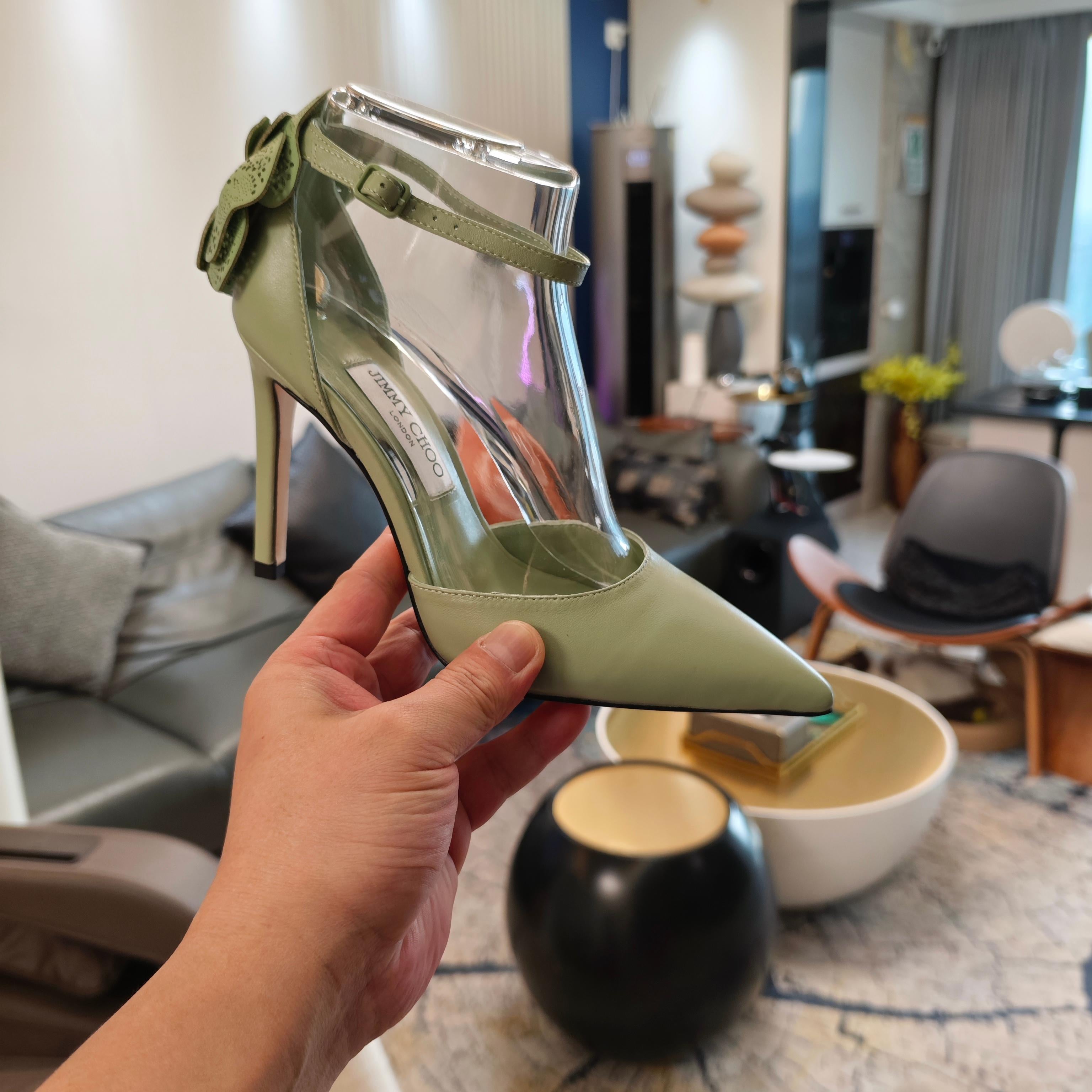 Jimmy Choo Marja Pumps 10cm Green Leather 900898
