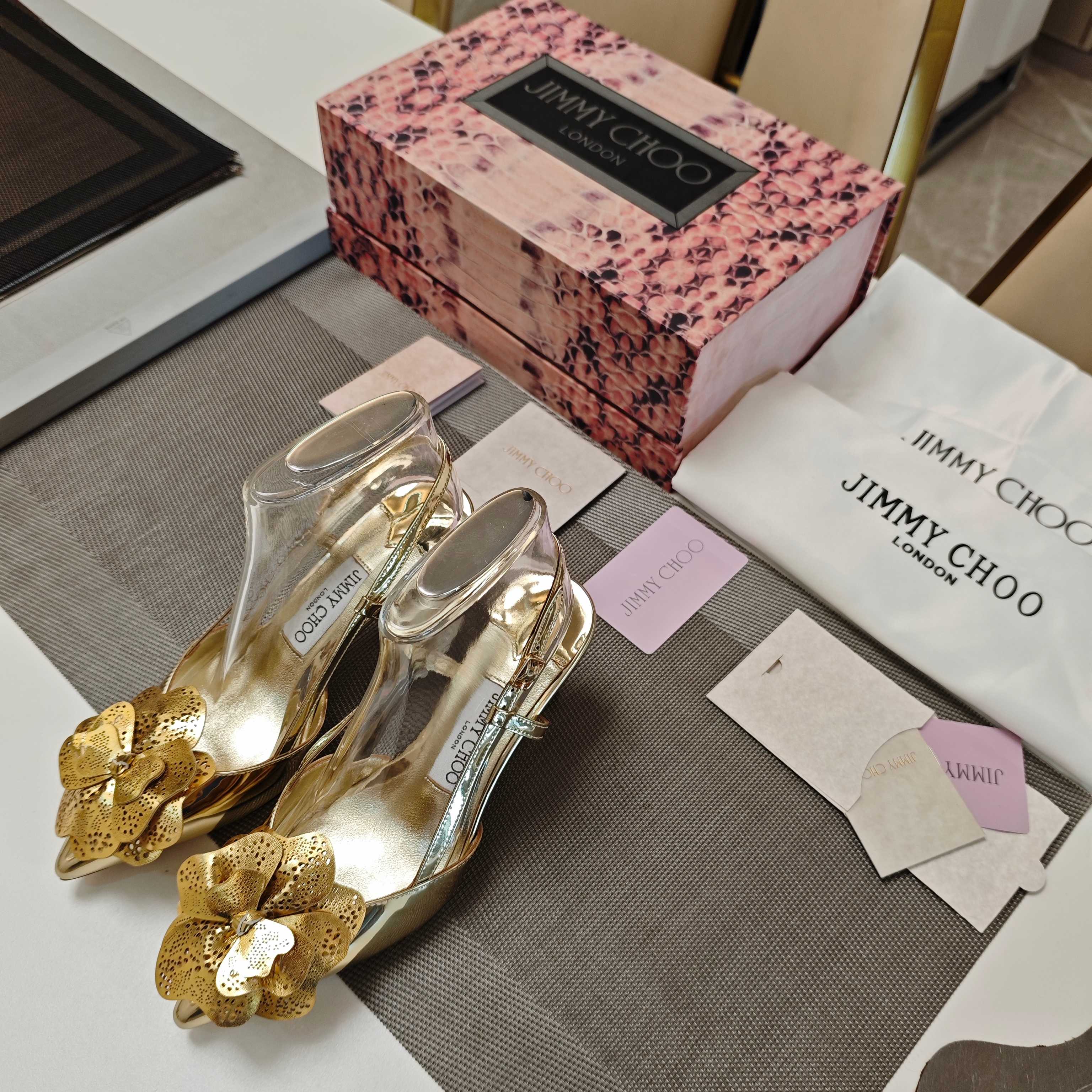 Jimmy Choo Mimmi Pumps 5cm Gold Metallic Leather 900903