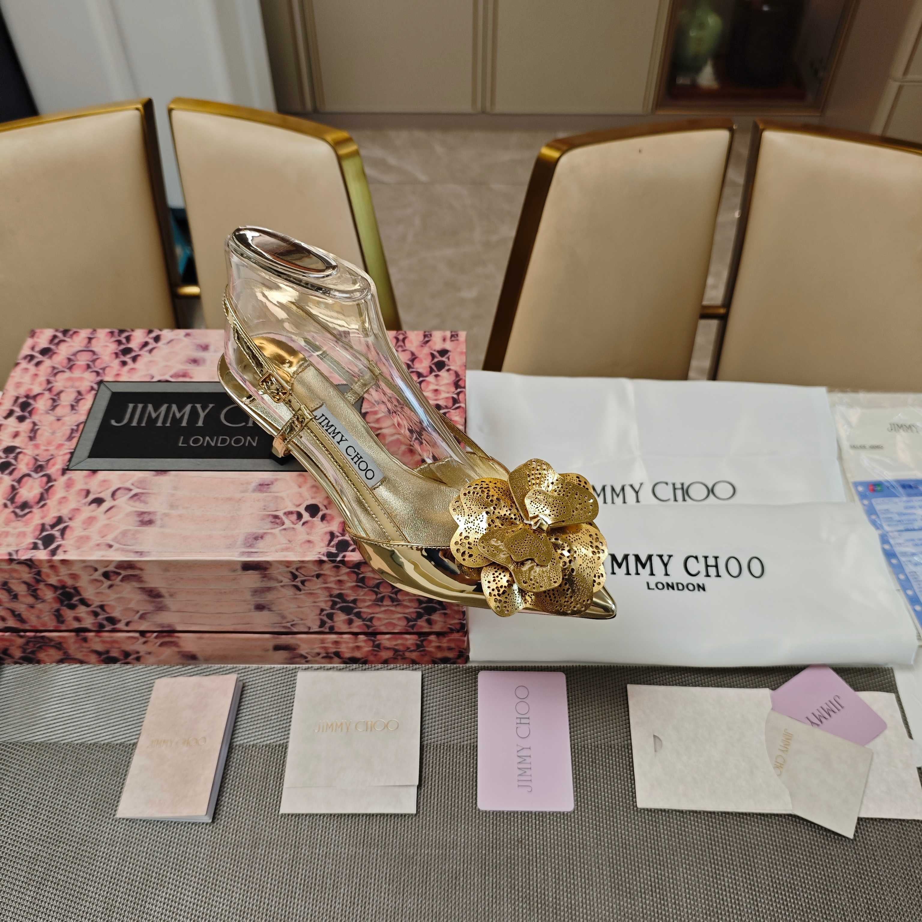 Jimmy Choo Mimmi Pumps 5cm Gold Metallic Leather 900903