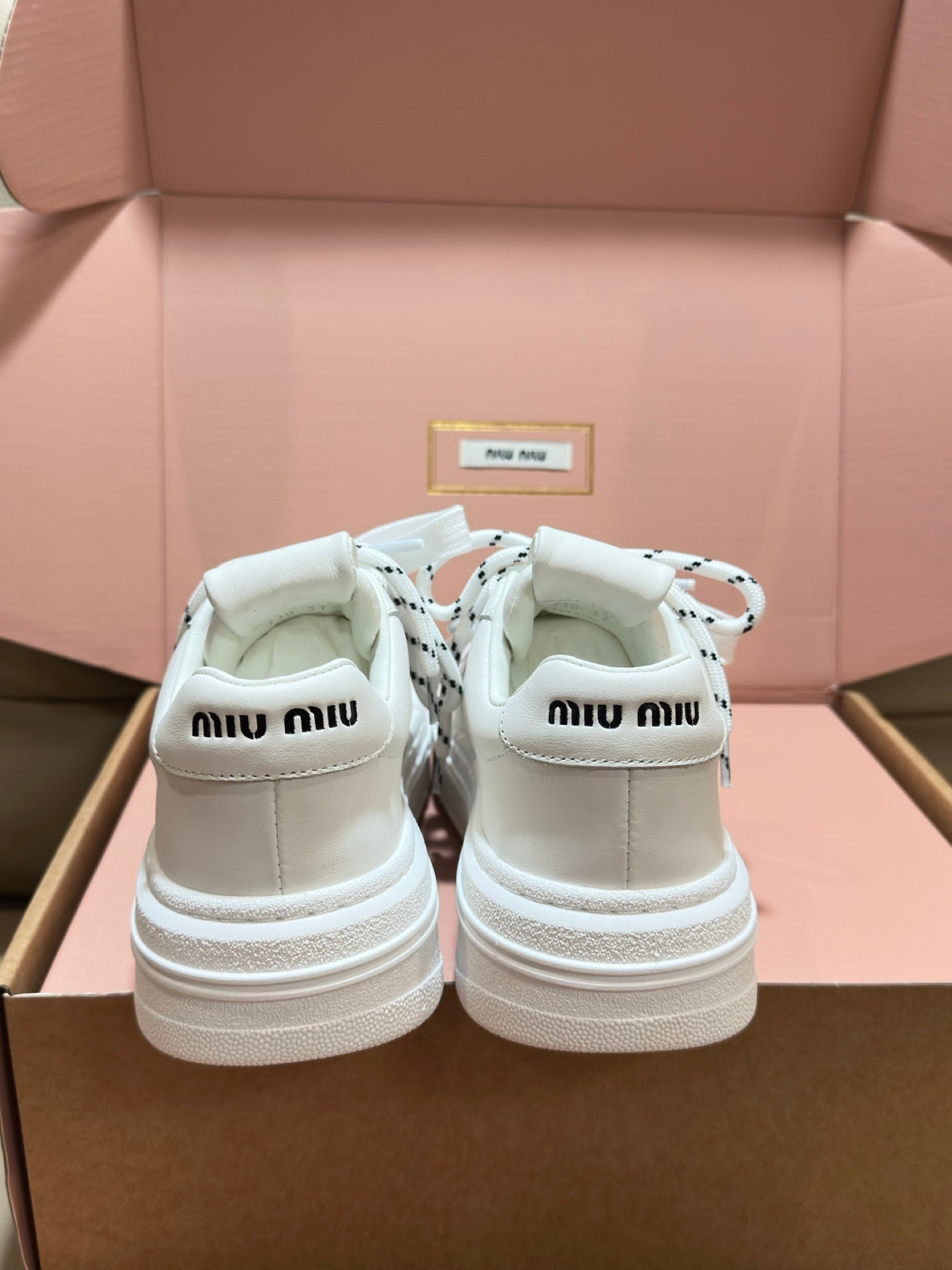 Miu Bleached Leather Sneakers Off White Leather 940987
