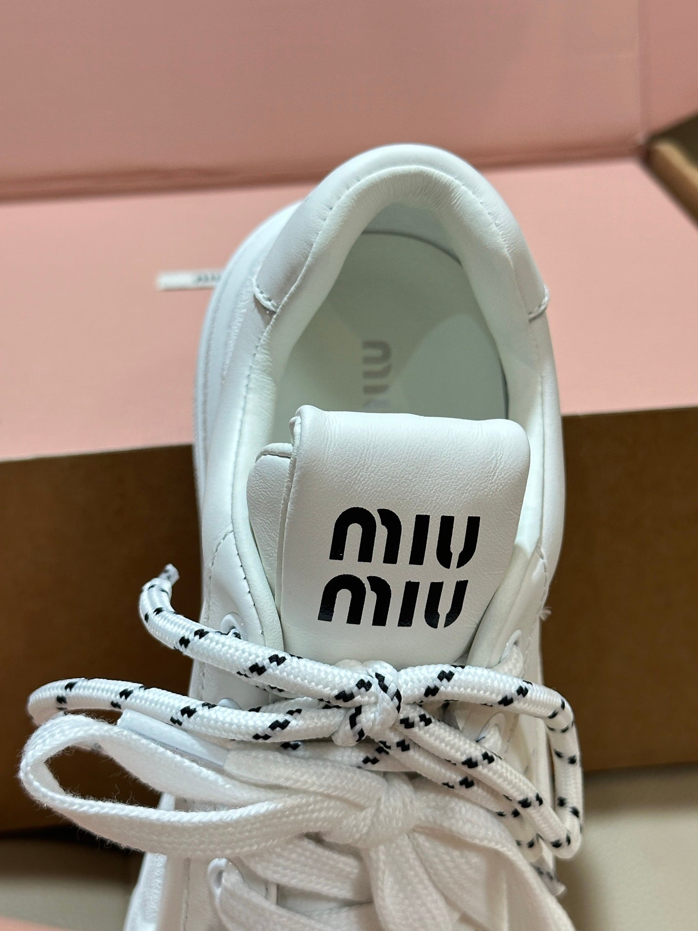 Miu Bleached Leather Sneakers Off White Leather 940987
