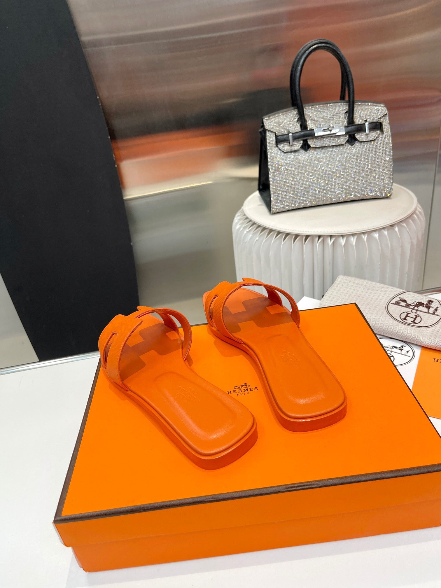 0ran sandal orange swift calfskin