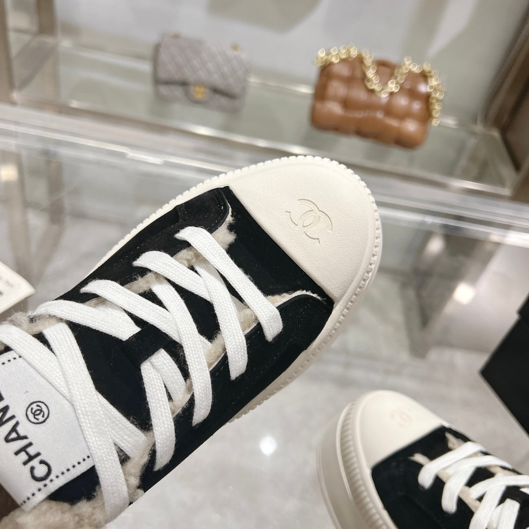 CC Sneaker Black Suede Wool Lining
