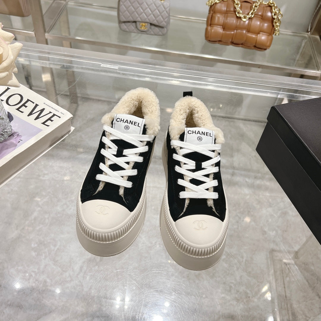 CC Sneaker Black Suede Wool Lining