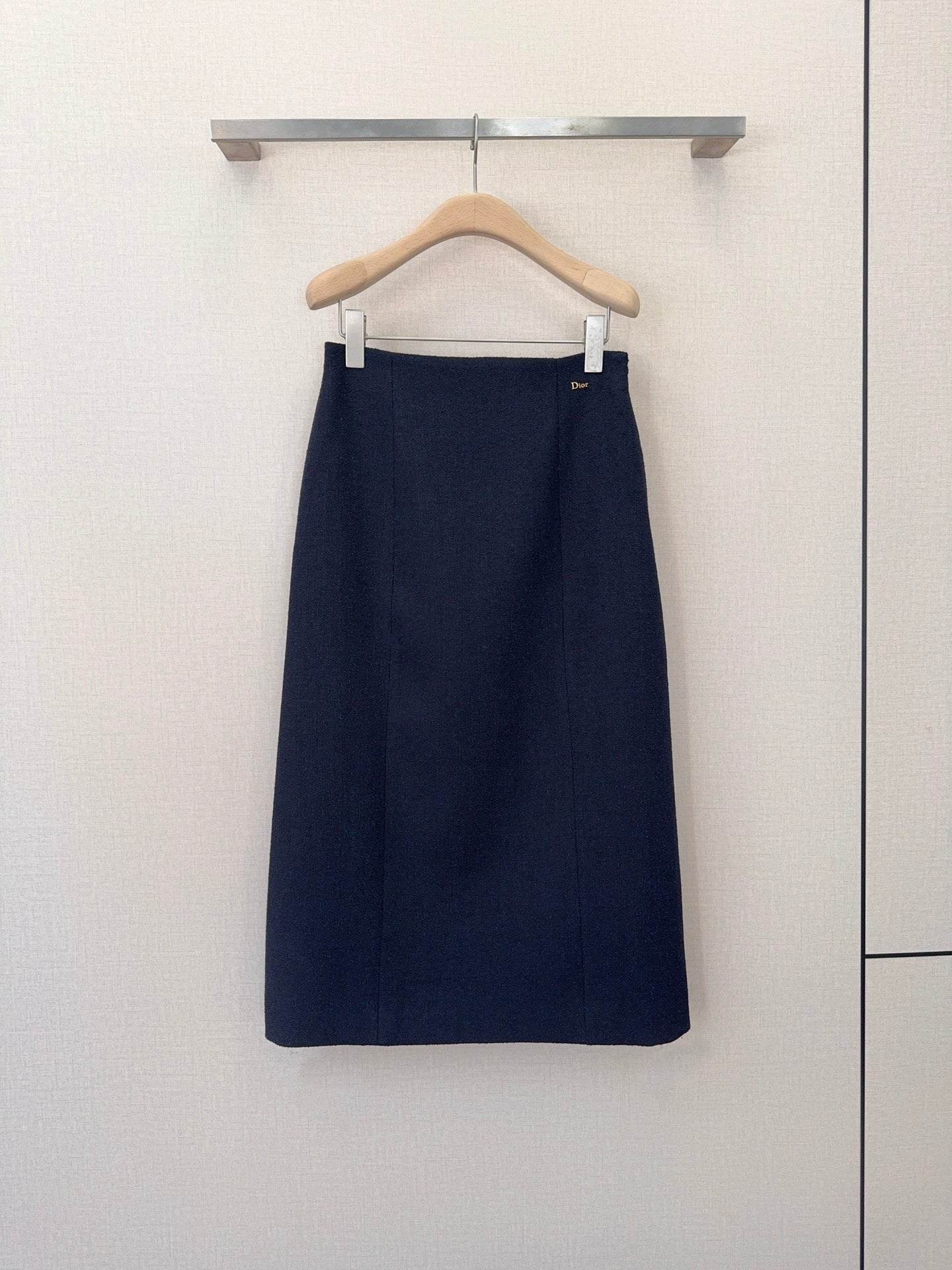 CD 26s High-Waisted Straight Skirt Navy Blue Wool Polyester 413217