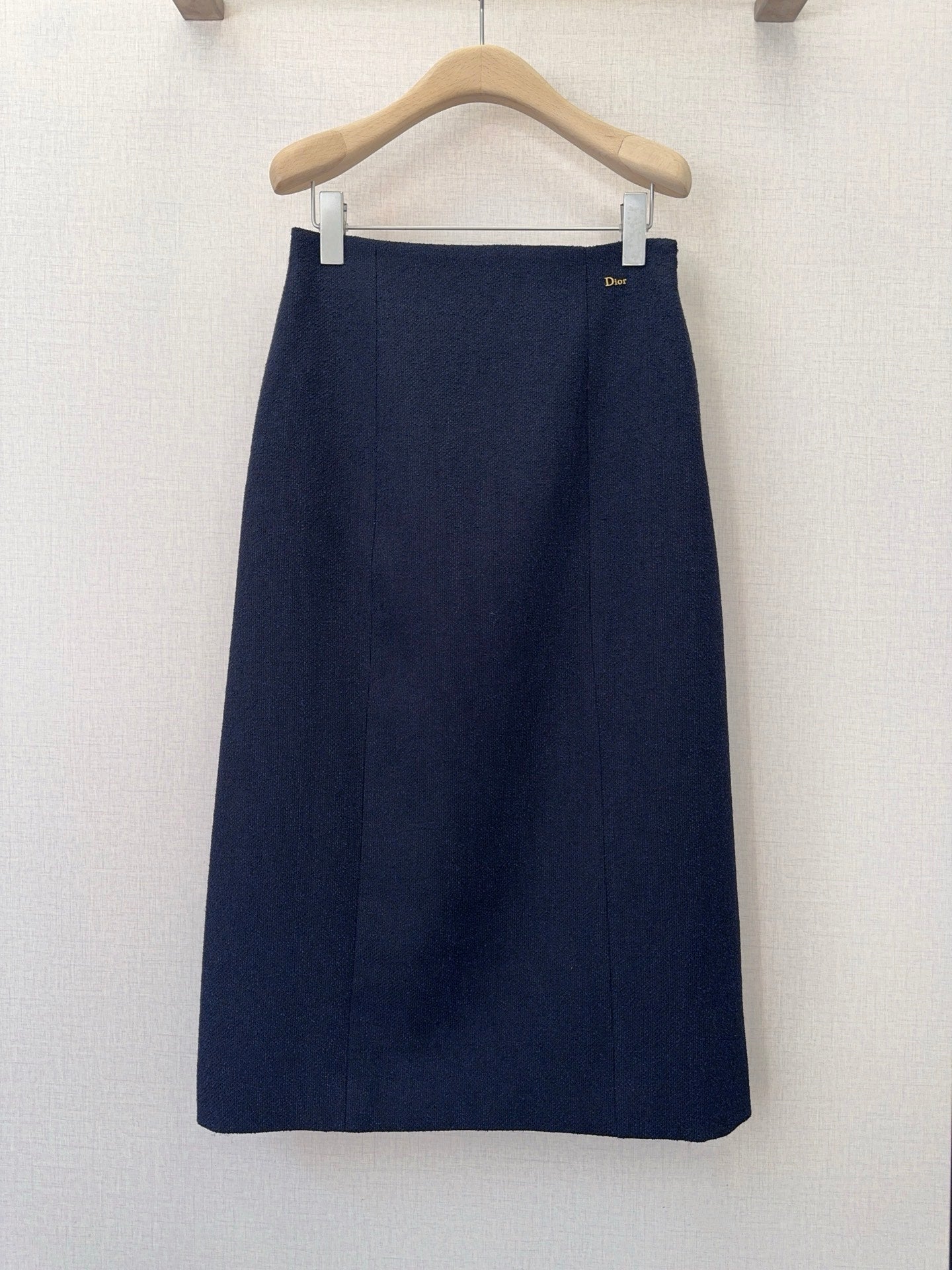 CD 26s High-Waisted Straight Skirt Navy Blue Wool Polyester 413217