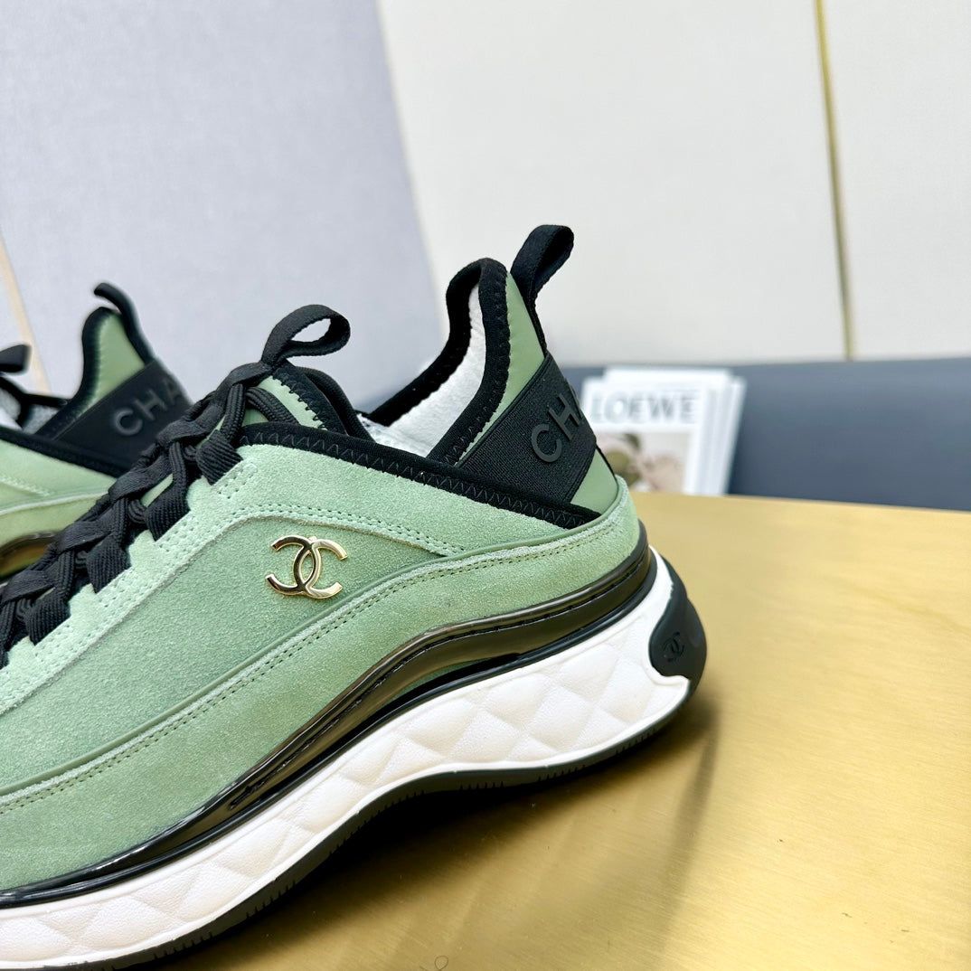 CC 26s Low-Top Chunky Sneakers Mint Green Suede Mesh Textile 980834