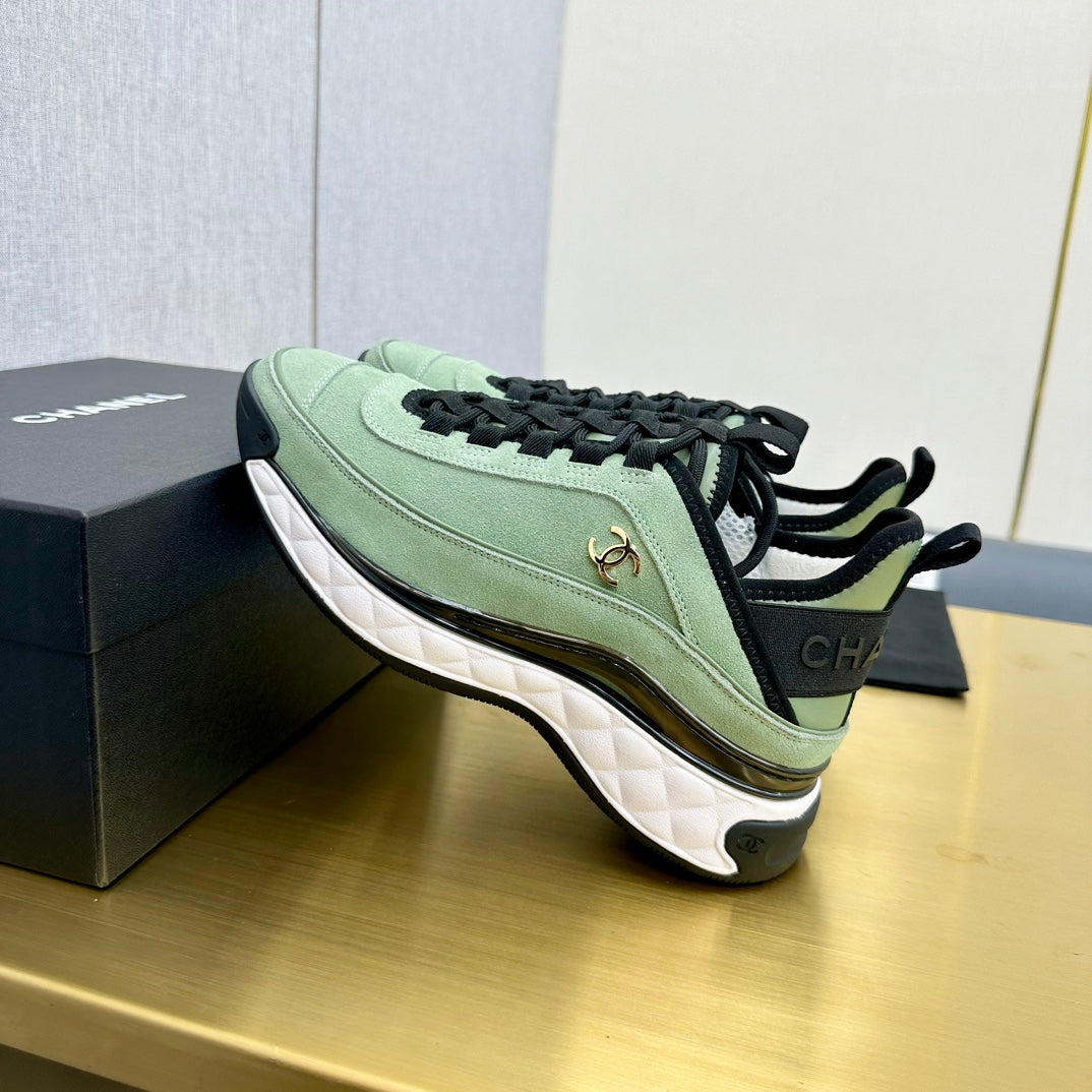 CC 26s Low-Top Chunky Sneakers Mint Green Suede Mesh Textile 980834
