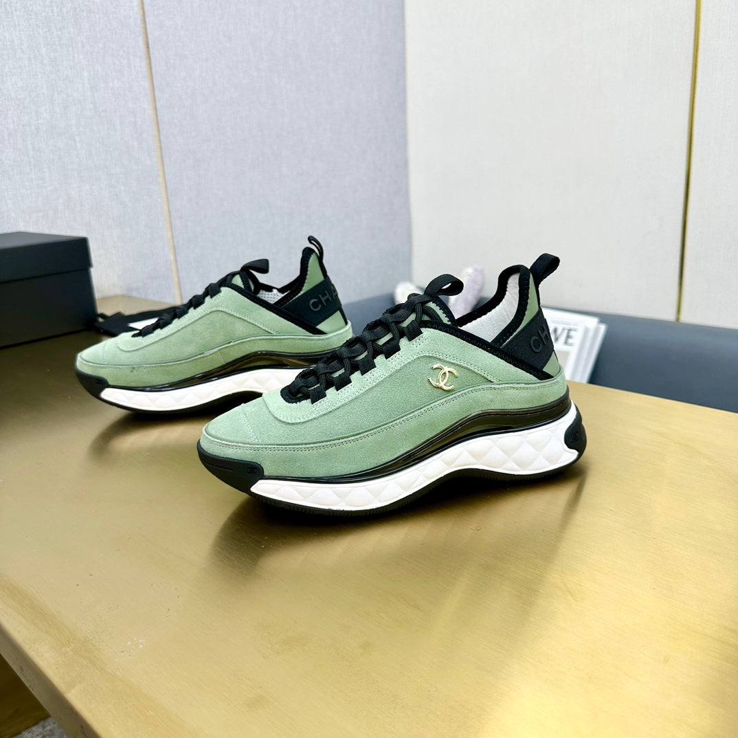 CC 26s Low-Top Chunky Sneakers Mint Green Suede Mesh Textile 980834