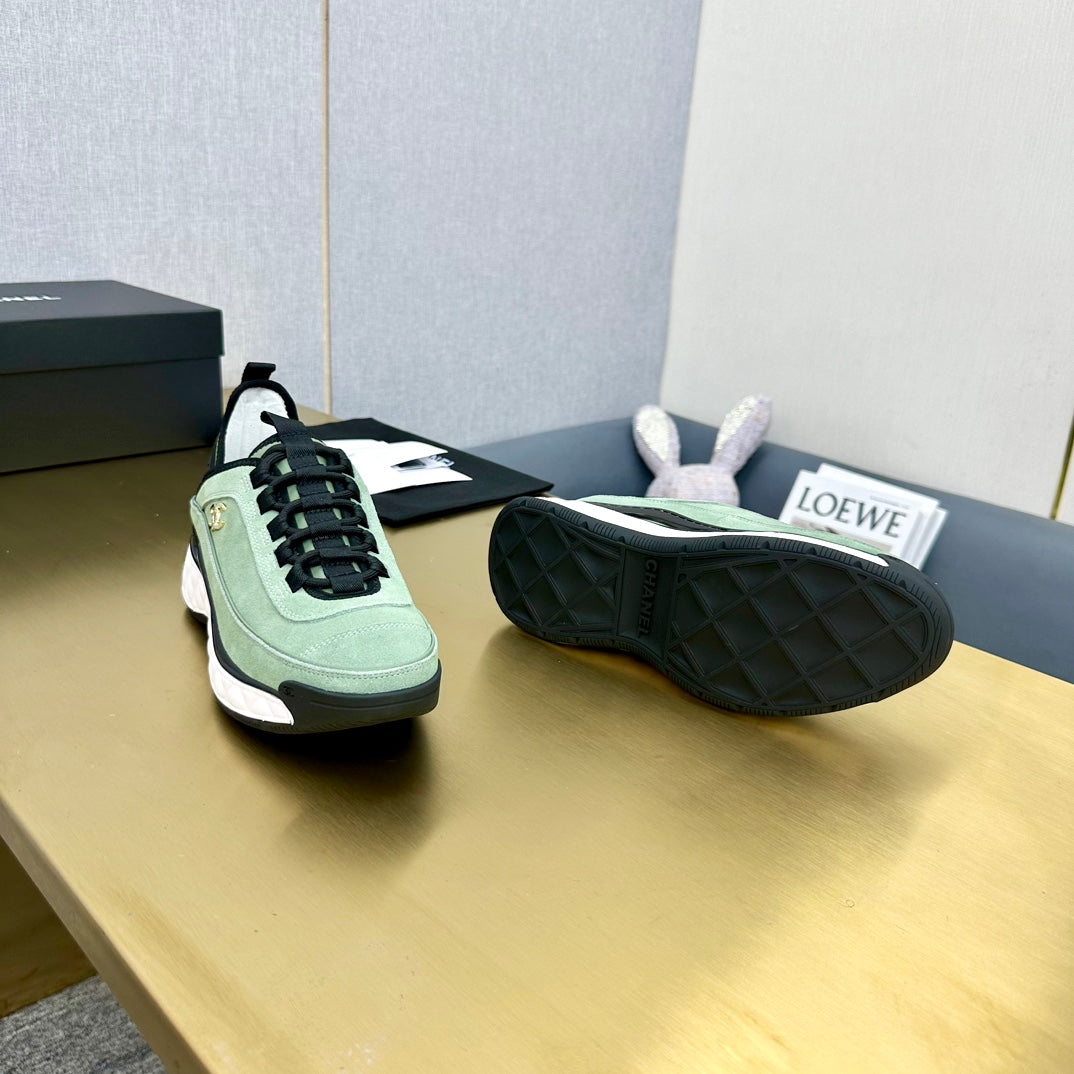CC 26s Low-Top Chunky Sneakers Mint Green Suede Mesh Textile 980834