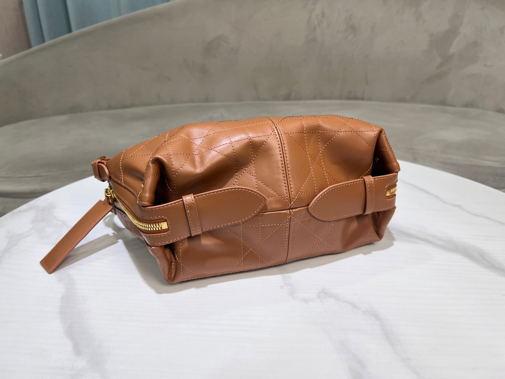 CD Hobo Bag 23 With Chain Brown Calfskin