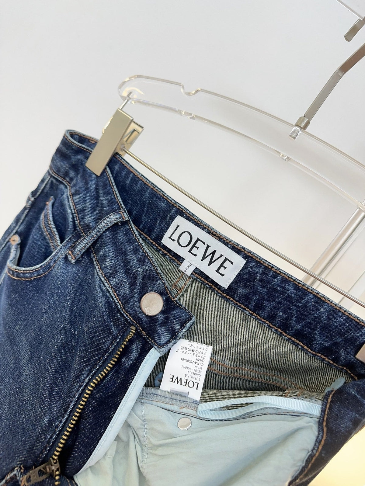 Loewe 26s Jeans Wide-Leg Seam Dark Blue Denim 429847