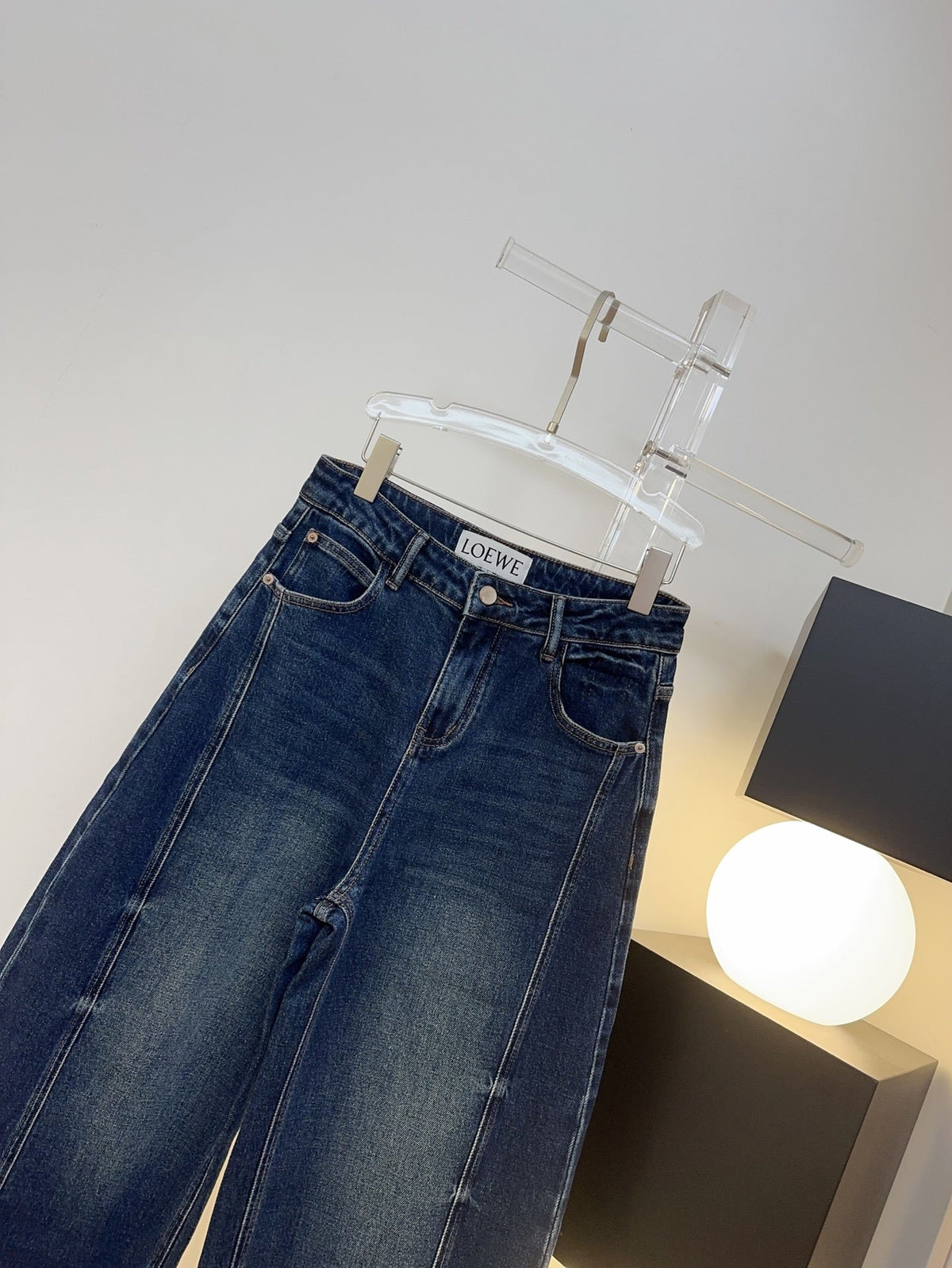 Loewe 26s Jeans Wide-Leg Seam Dark Blue Denim 429847