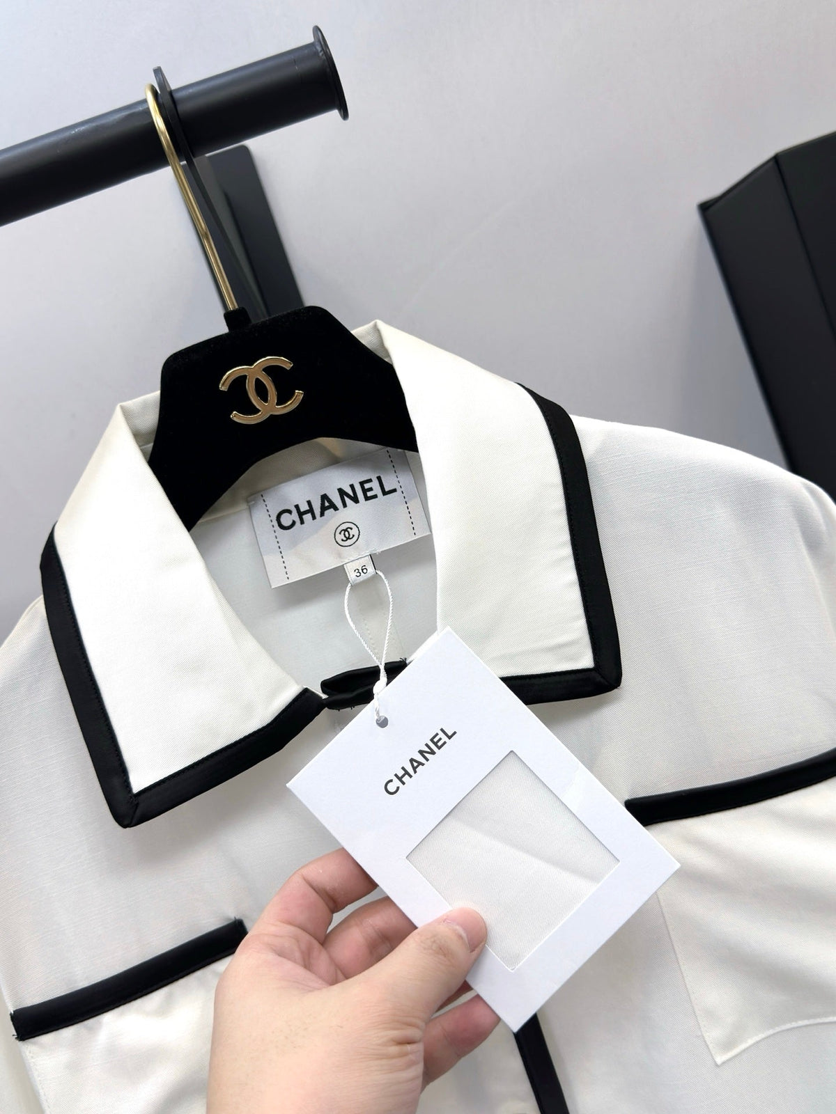 Chanel 26s Collared Silk Jacket with Polyester Braid Trim 447725