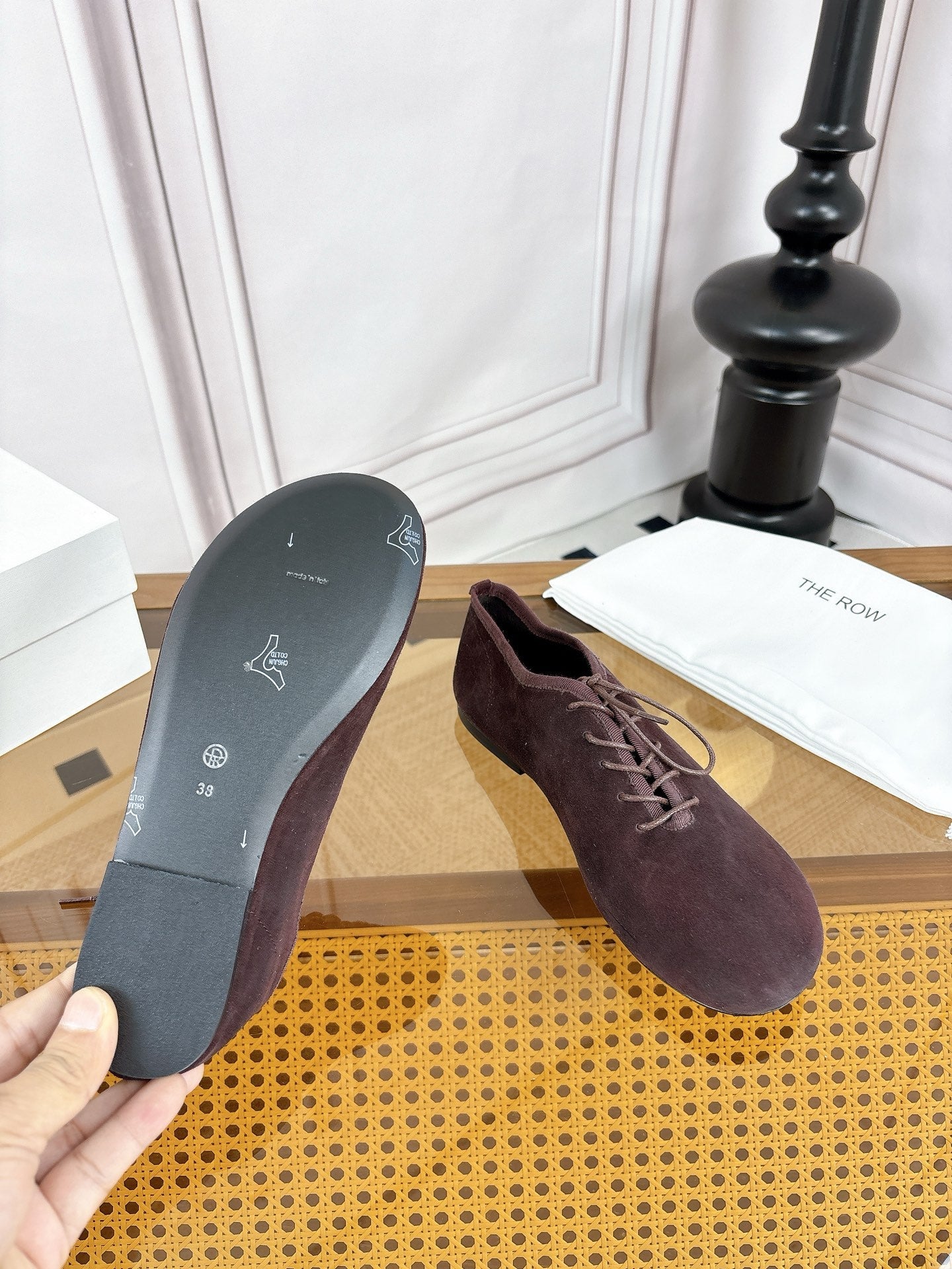 The Row Deep Mouth Slip-on Loafers Coffee Suede 931972