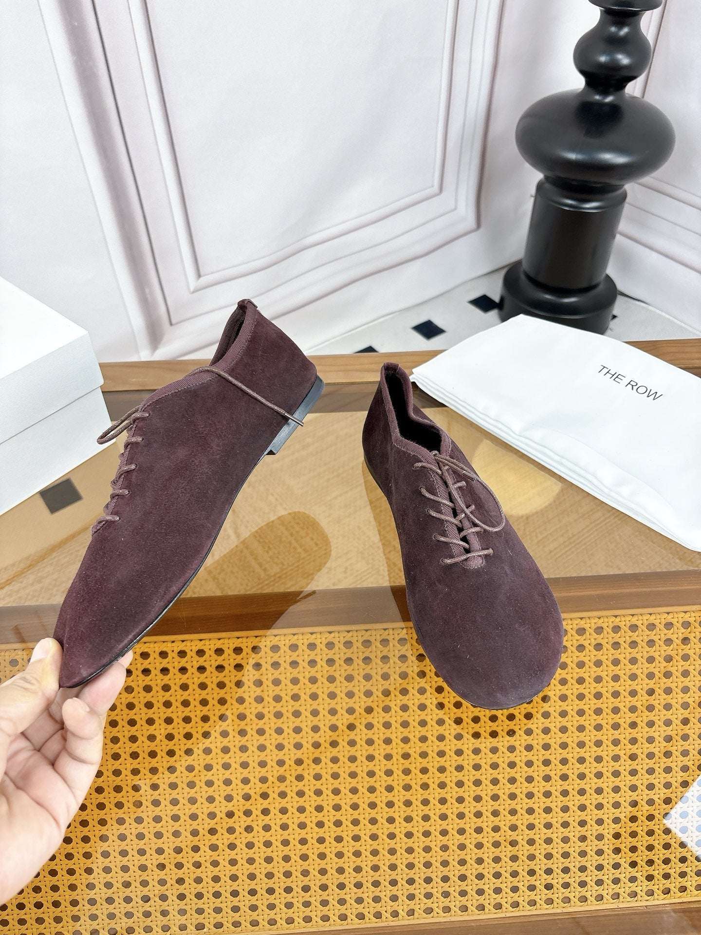 The Row Deep Mouth Slip-on Loafers Coffee Suede 931972