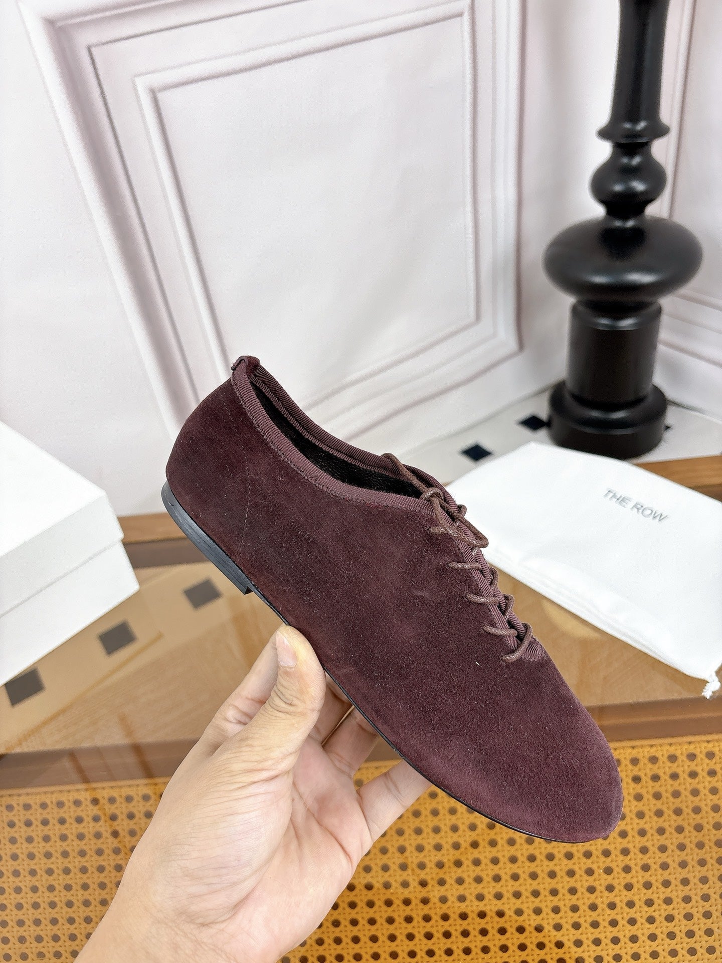 The Row Deep Mouth Slip-on Loafers Coffee Suede 931972
