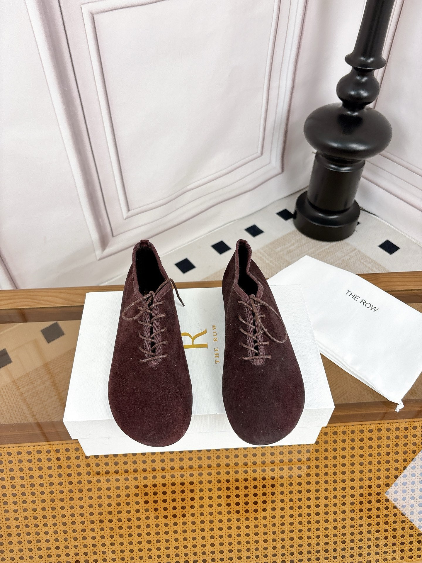The Row Deep Mouth Slip-on Loafers Coffee Suede 931972