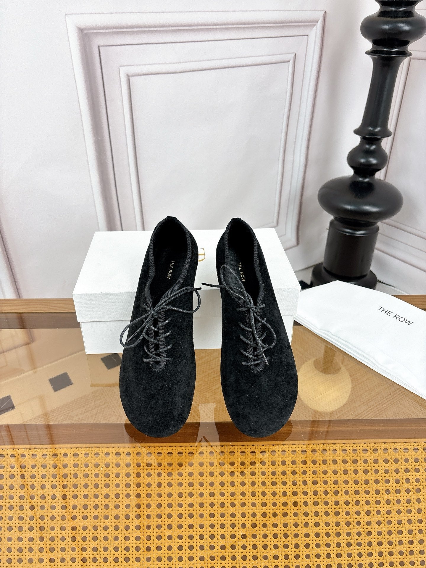 The Row Deep Mouth Slip-on Loafers Black Suede 931974