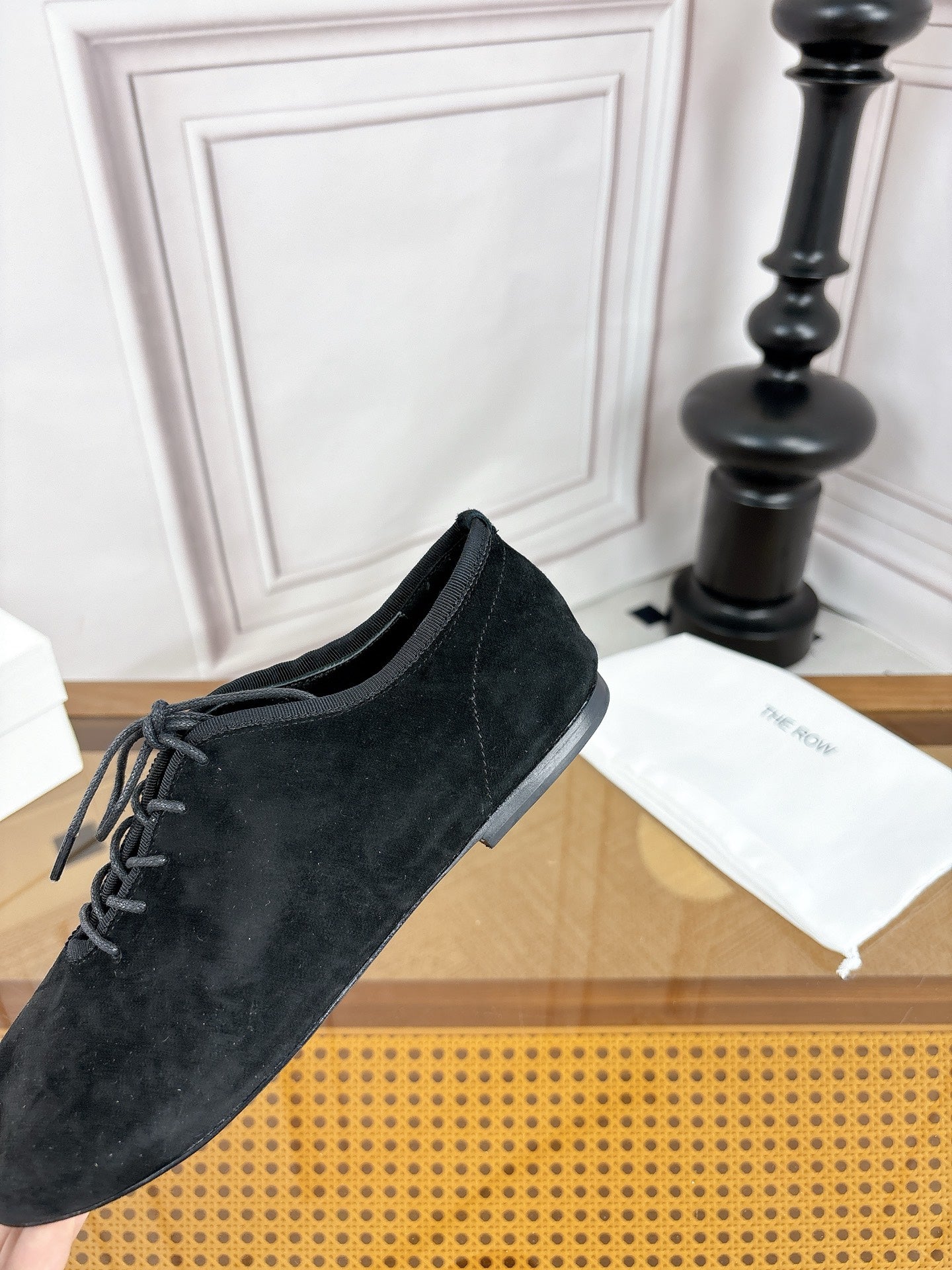 The Row Deep Mouth Slip-on Loafers Black Suede 931974
