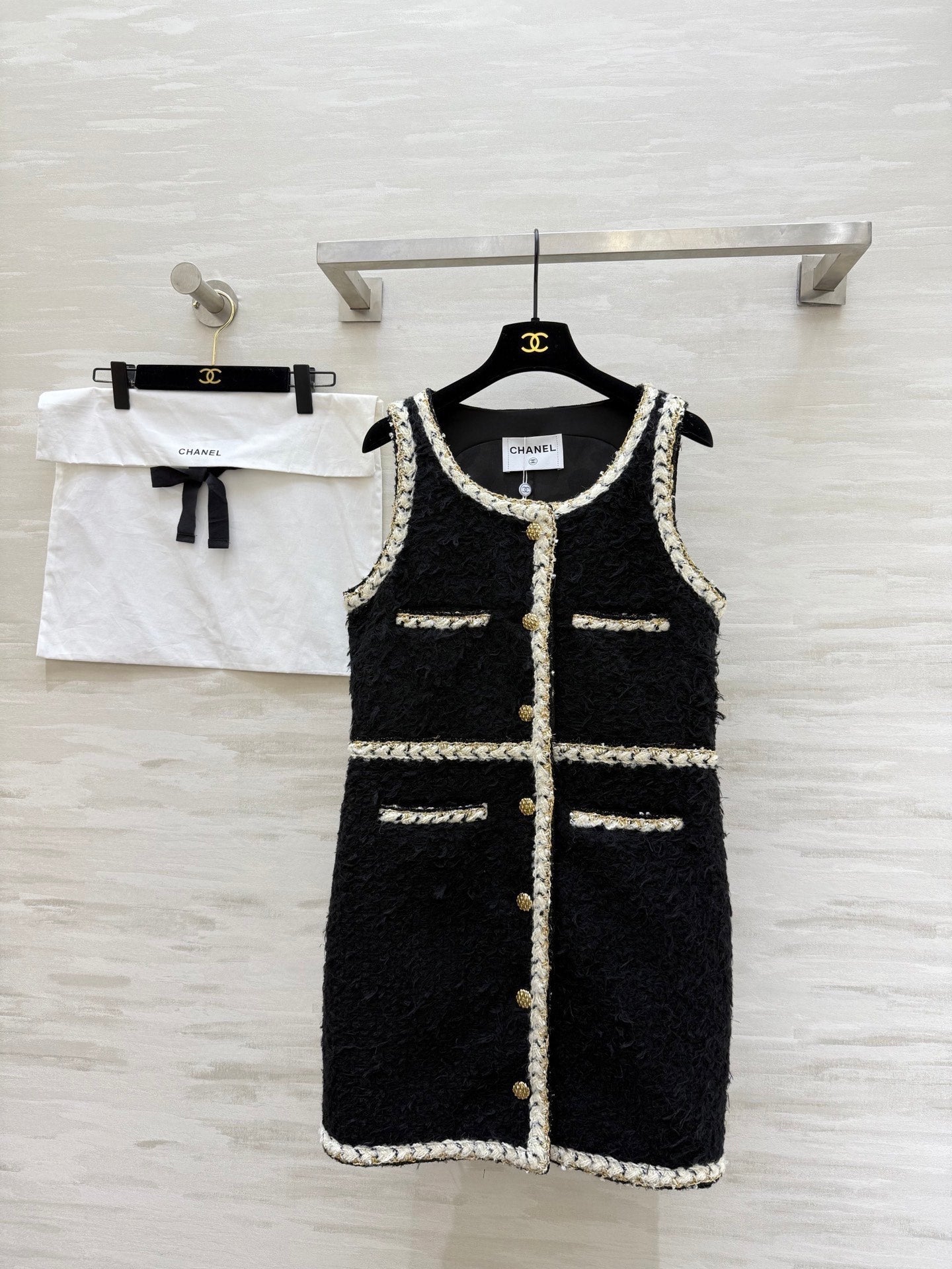 CC FW 25/26 Dress Black White Tweed 343342