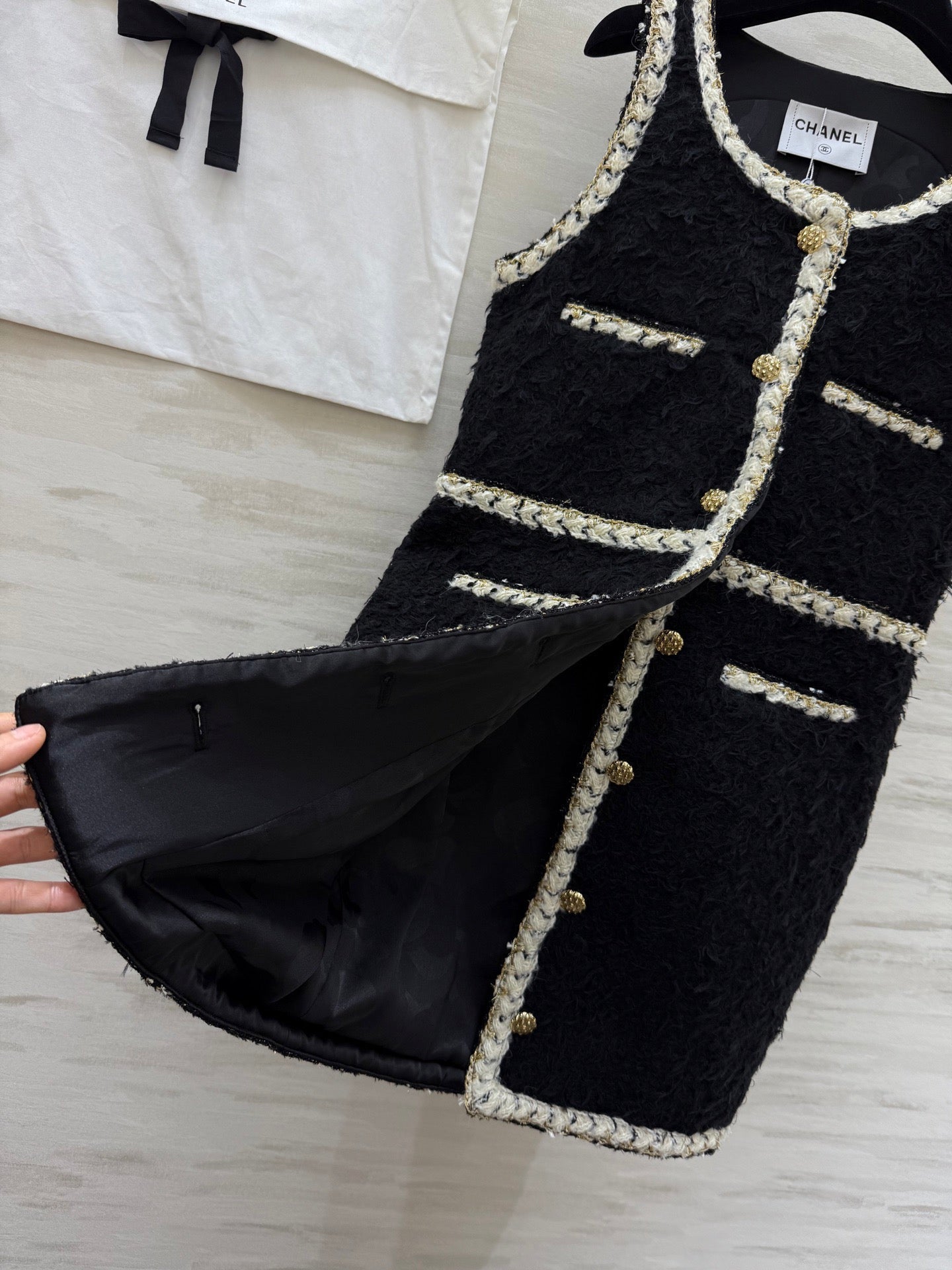 CC FW 25/26 Dress Black White Tweed 343342
