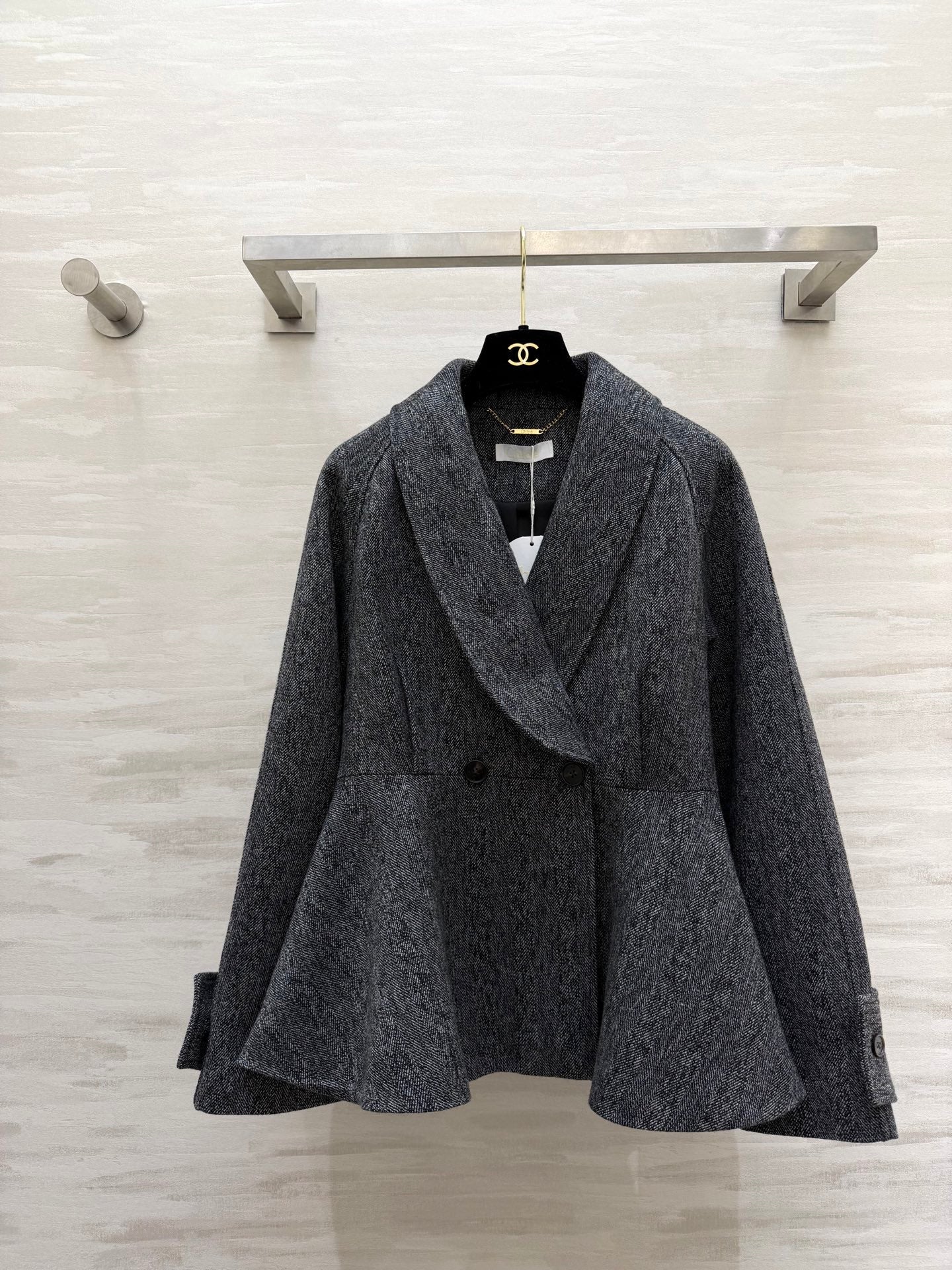 Chloe 26s Coat White Black Wool Tweed 344812