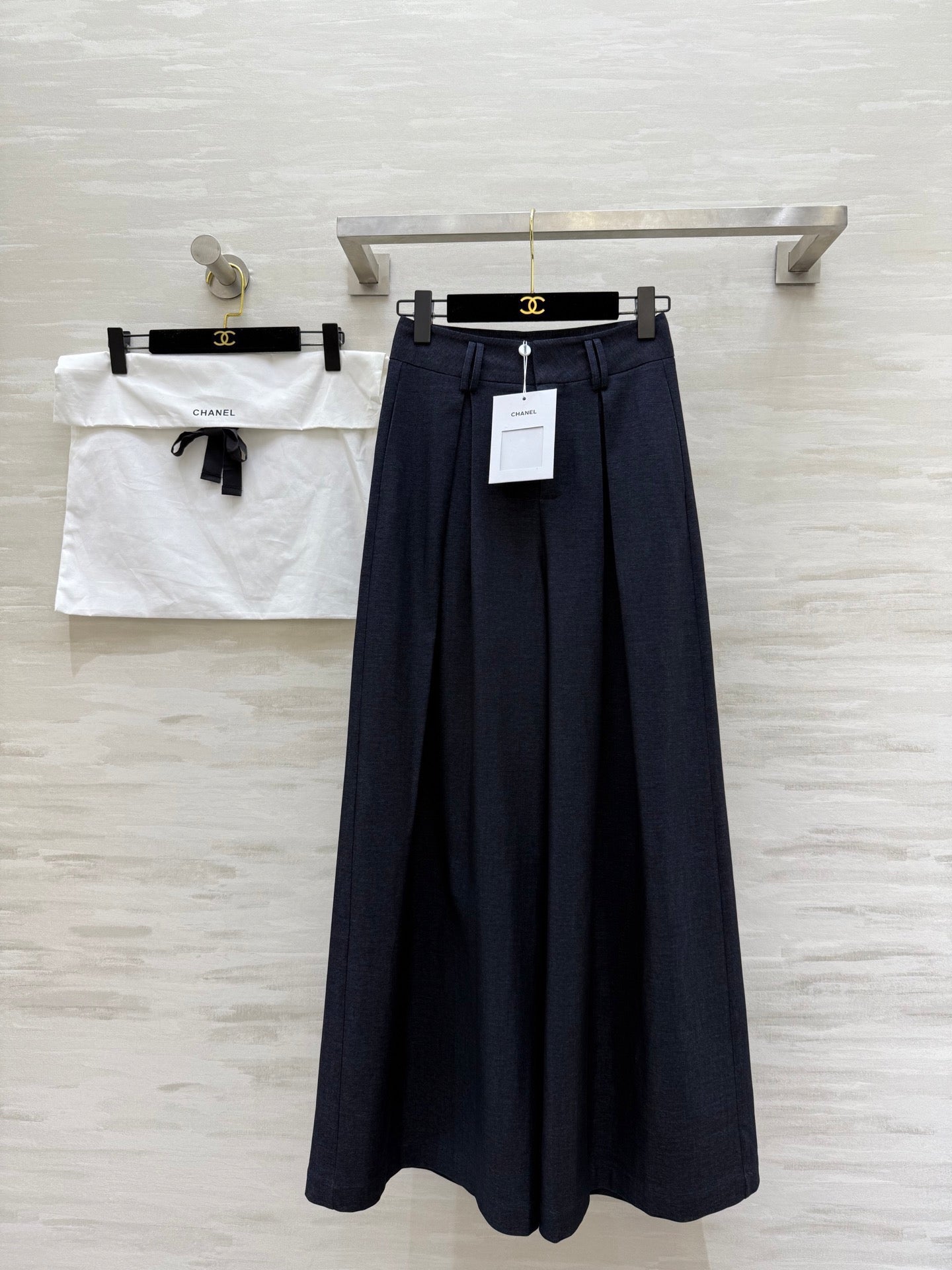 CC Straight-Leg Wide-Leg Trousers Black Cotton 346625