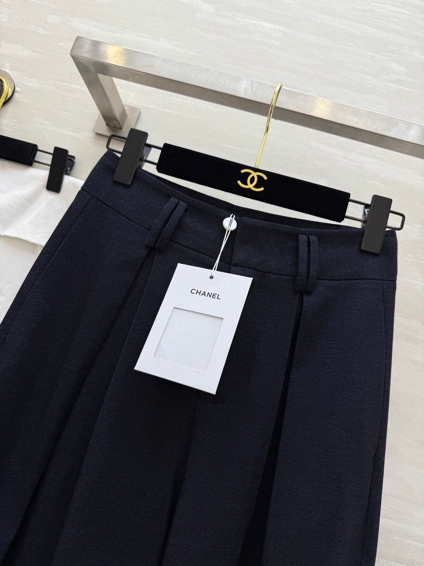CC Straight-Leg Wide-Leg Trousers Black Cotton 346625