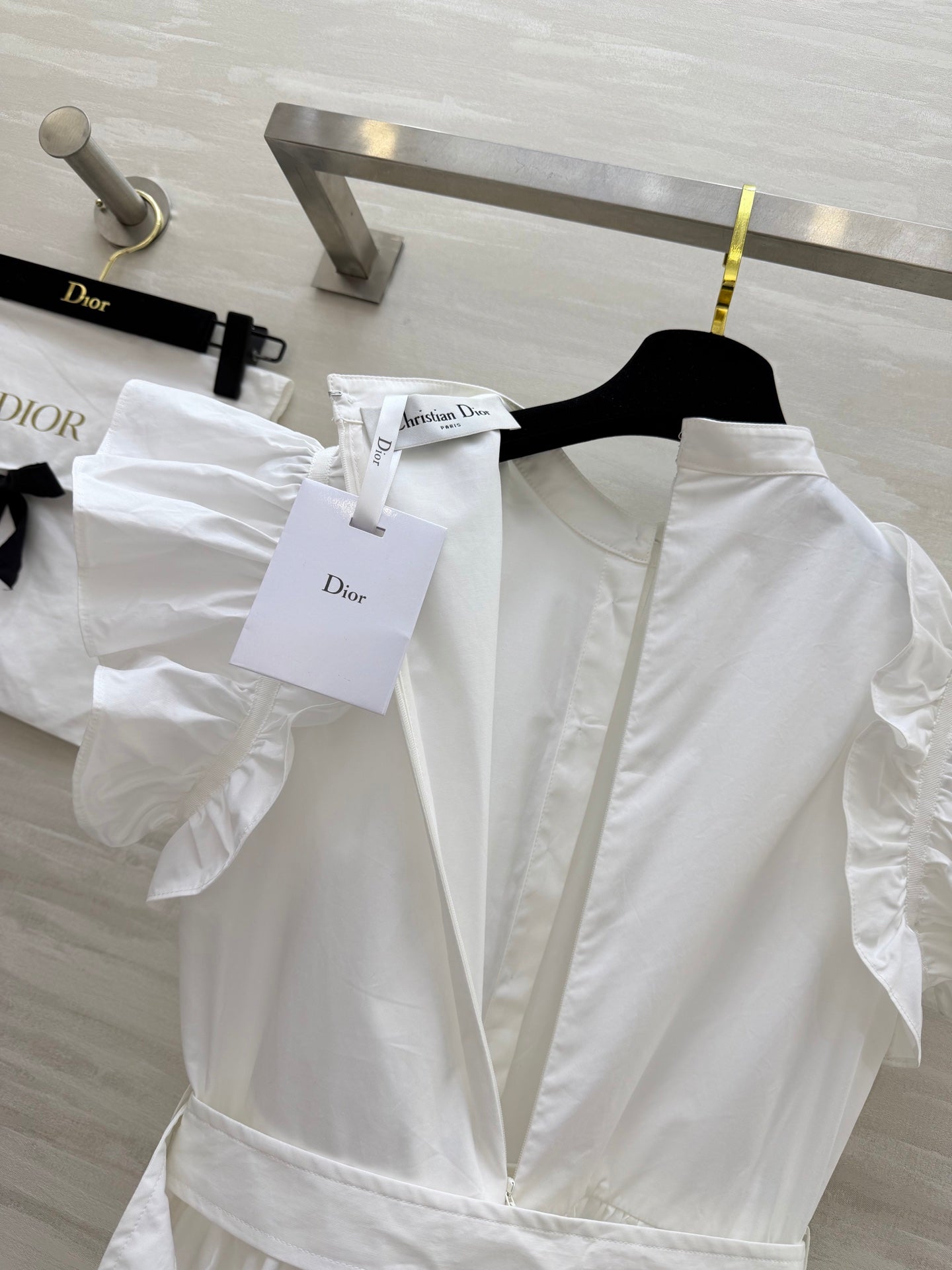 CD 26s Mid-Length Flared Dress White Cotton