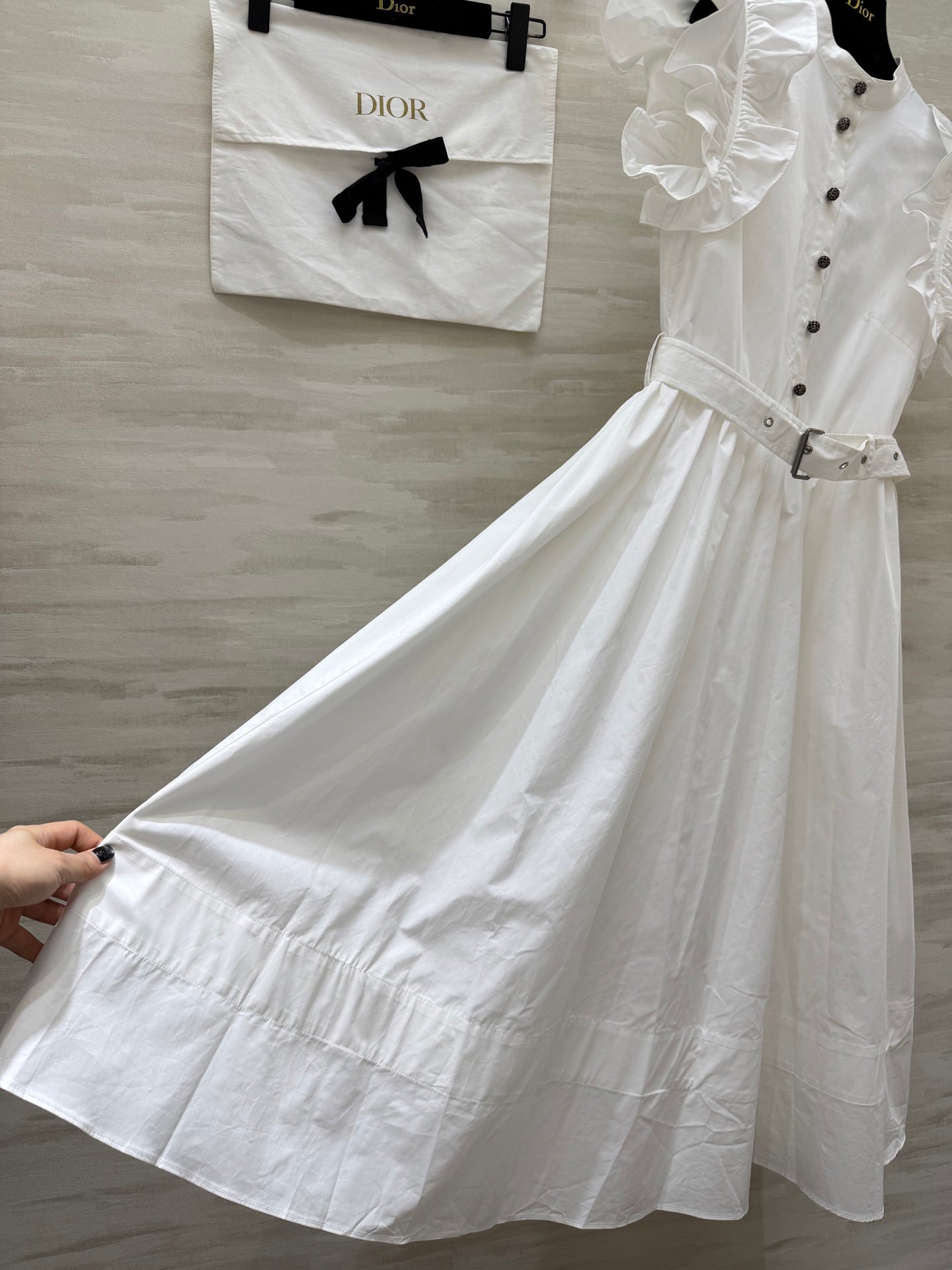 CD 26s Mid-Length Flared Dress White Cotton