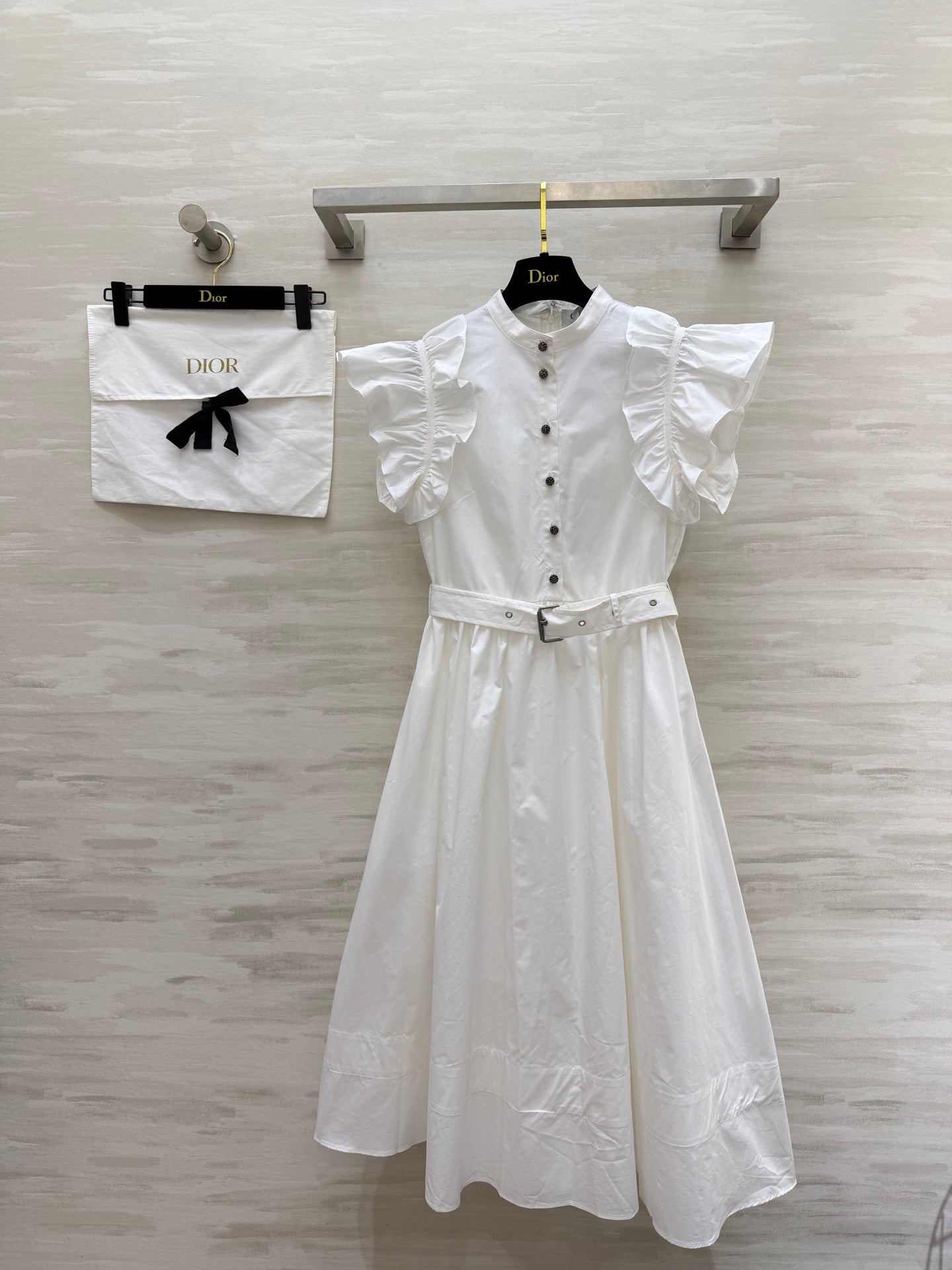 CD 26s Mid-Length Flared Dress White Cotton