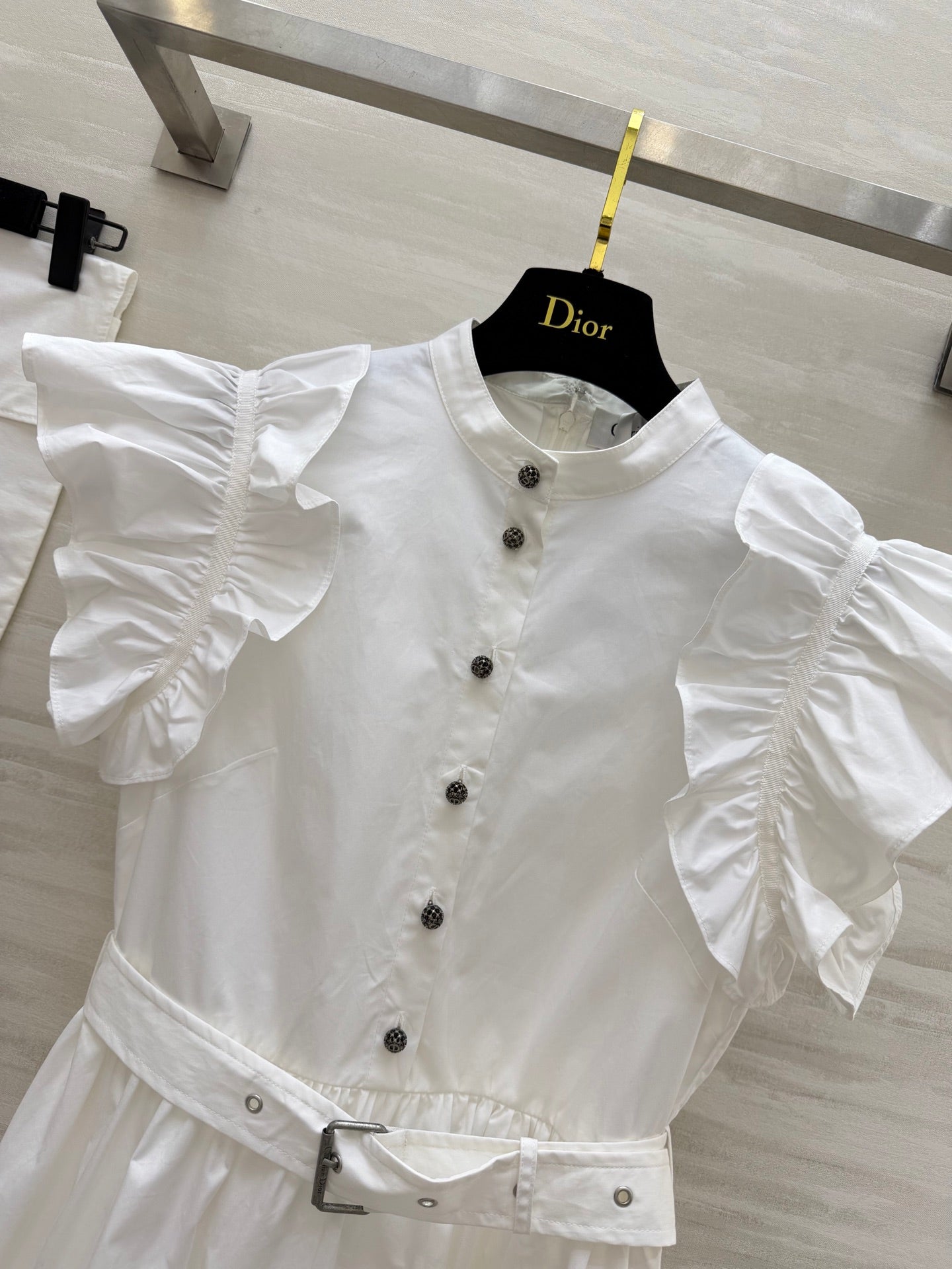 CD 26s Mid-Length Flared Dress White Cotton