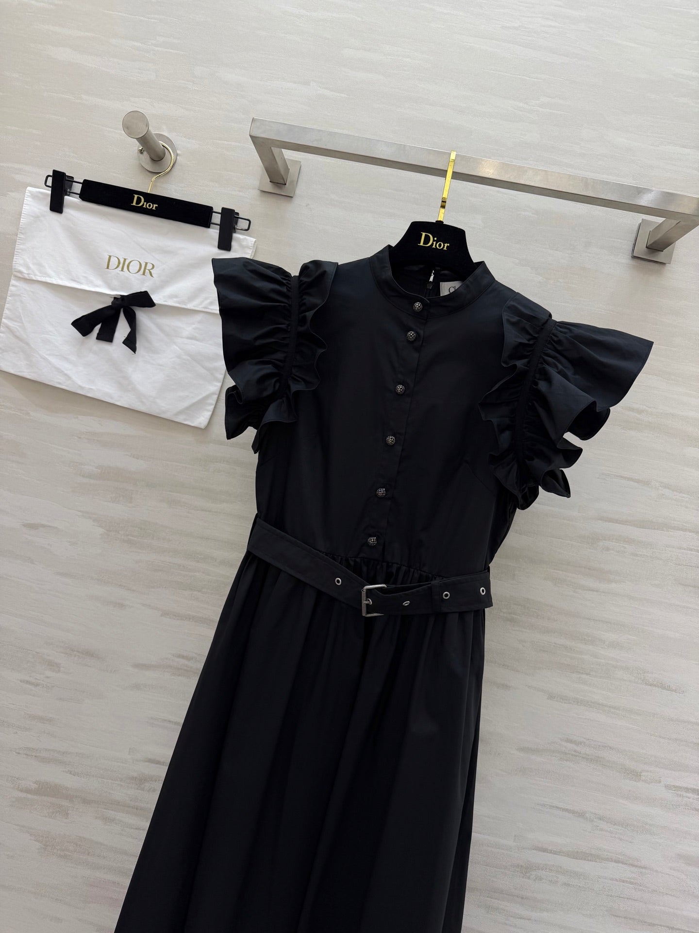 CD 26s Mid-Length Flared Dress Black Cotton