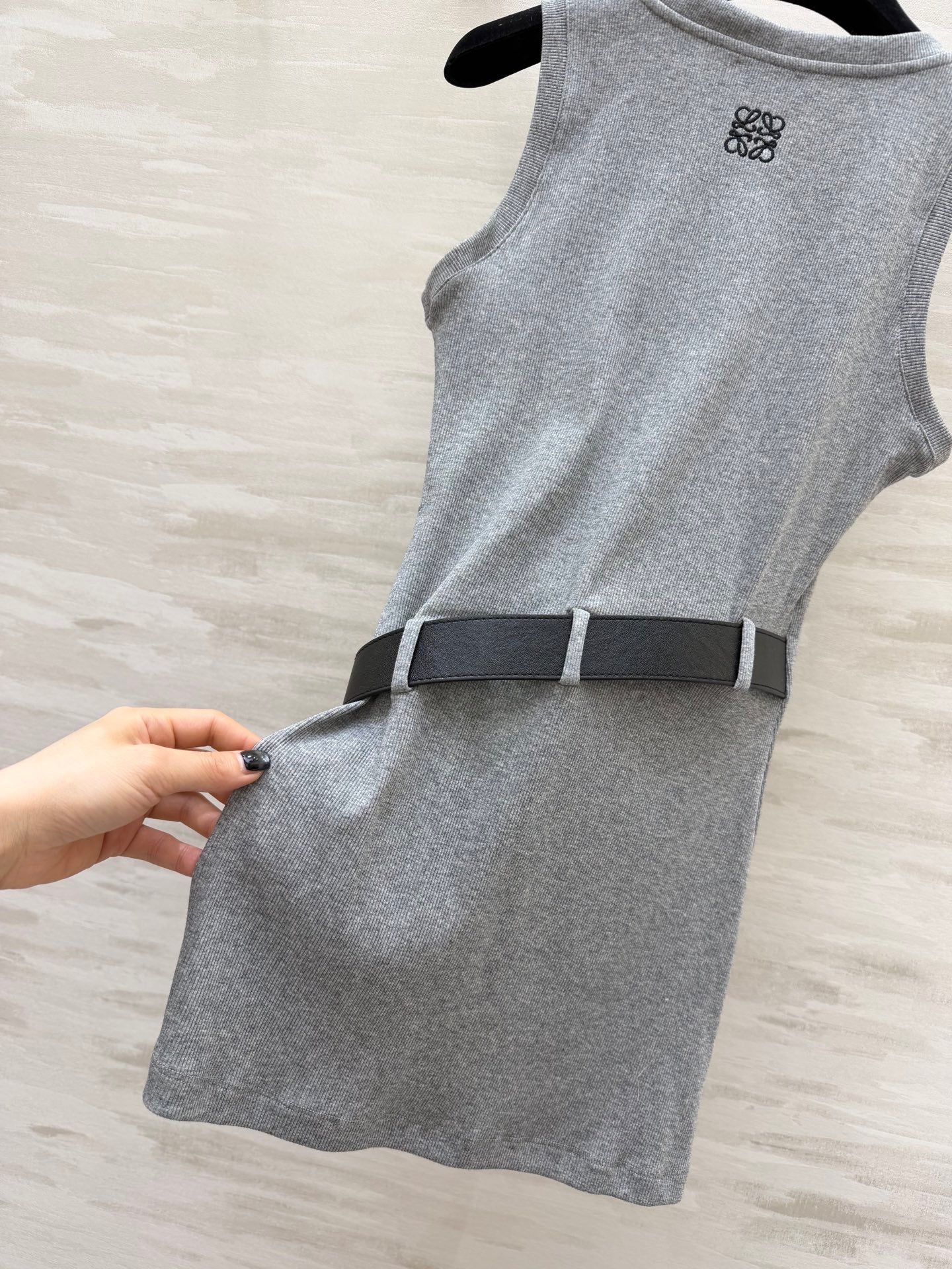 Loewe 26s Ribbed Vest With Belt Grey Cotton 363678