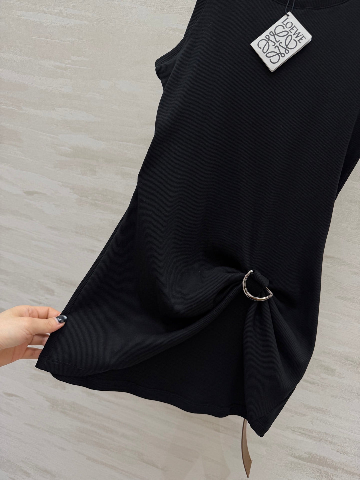 Loewe 26s Ribbed Vest With Belt Black Cotton 363680
