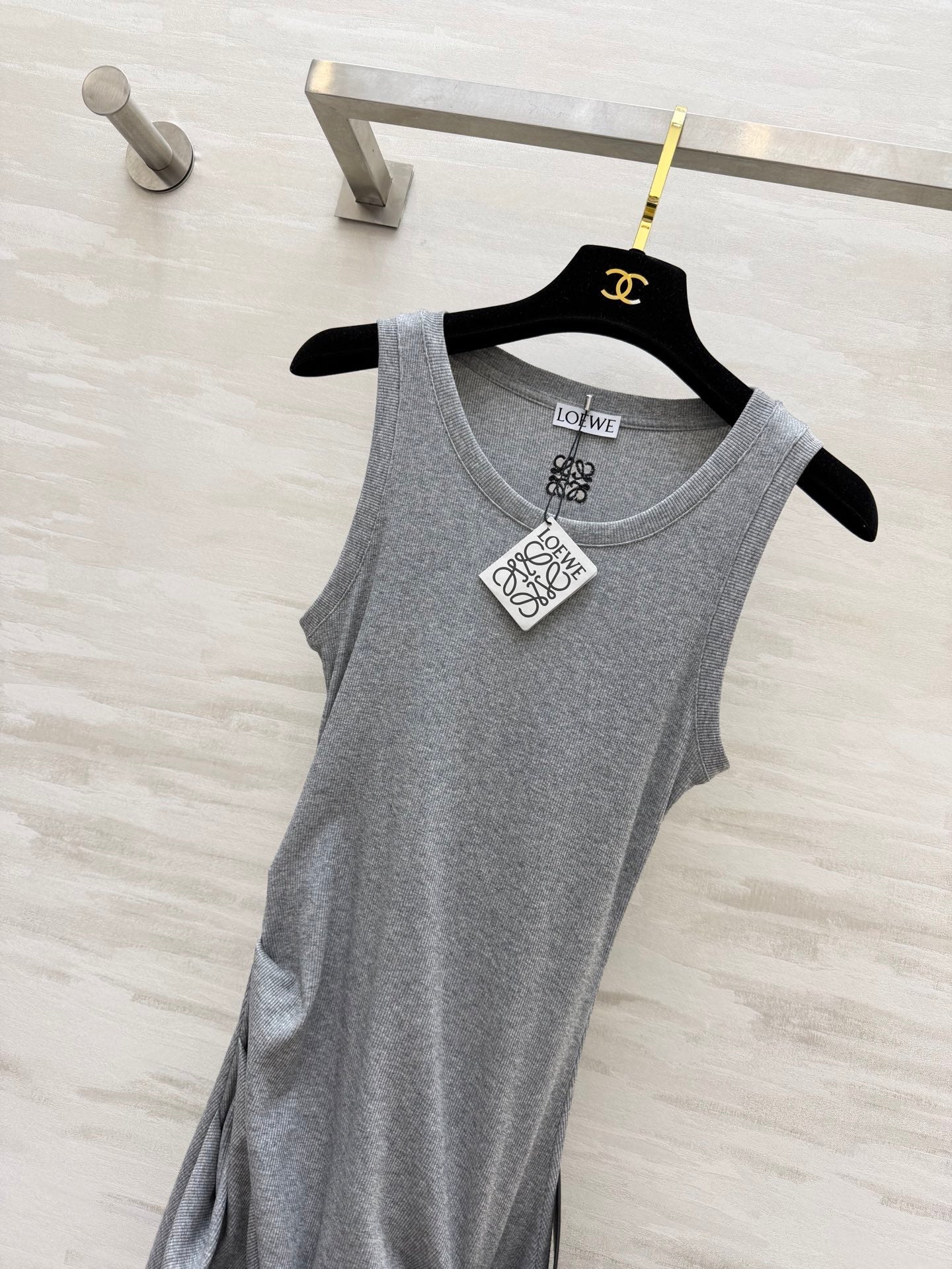 Loewe 26s Tank Dress With Belt Grey Cotton 363671