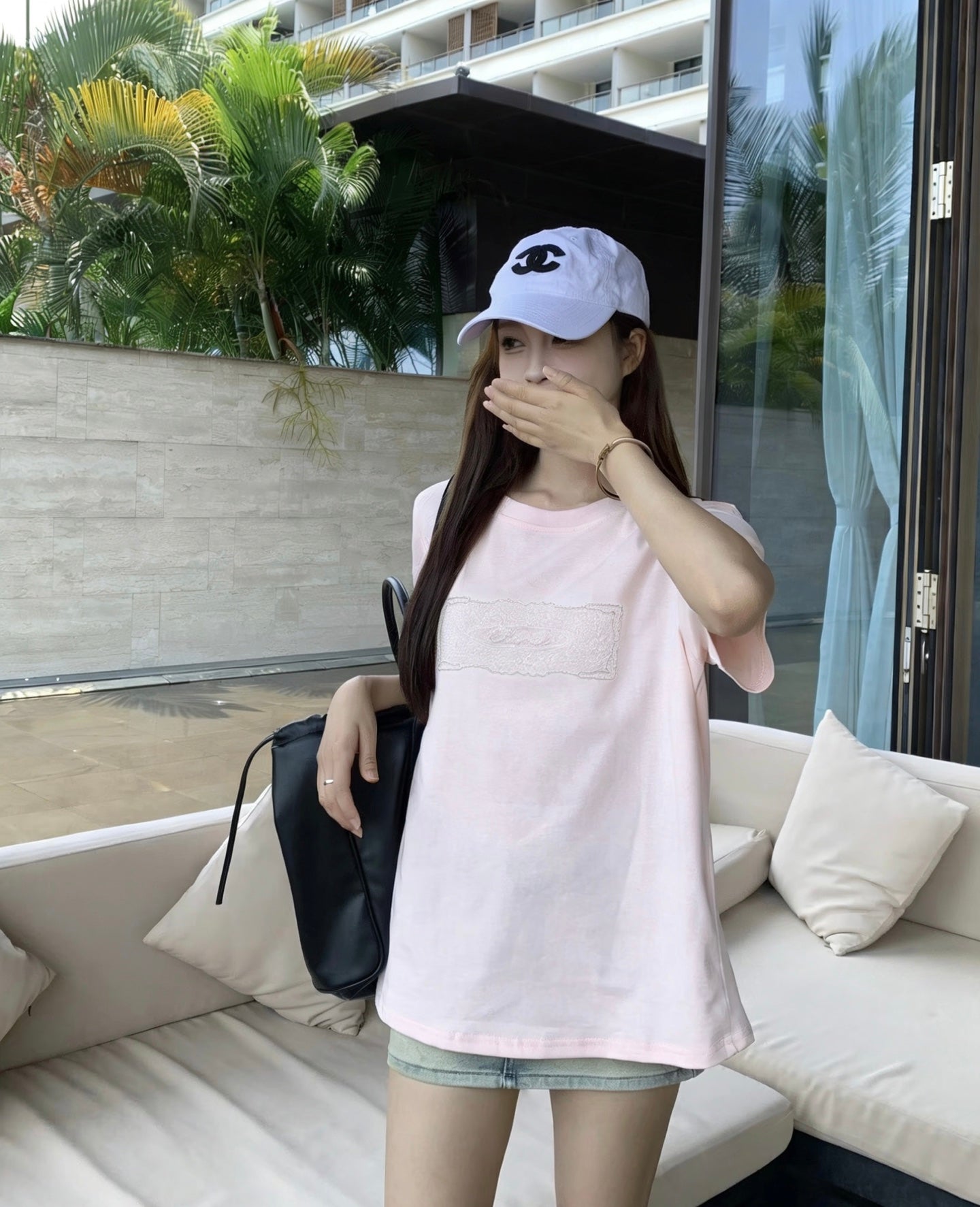 CC 26s Embroidered T-Shirt Light Pink Cotton 363665