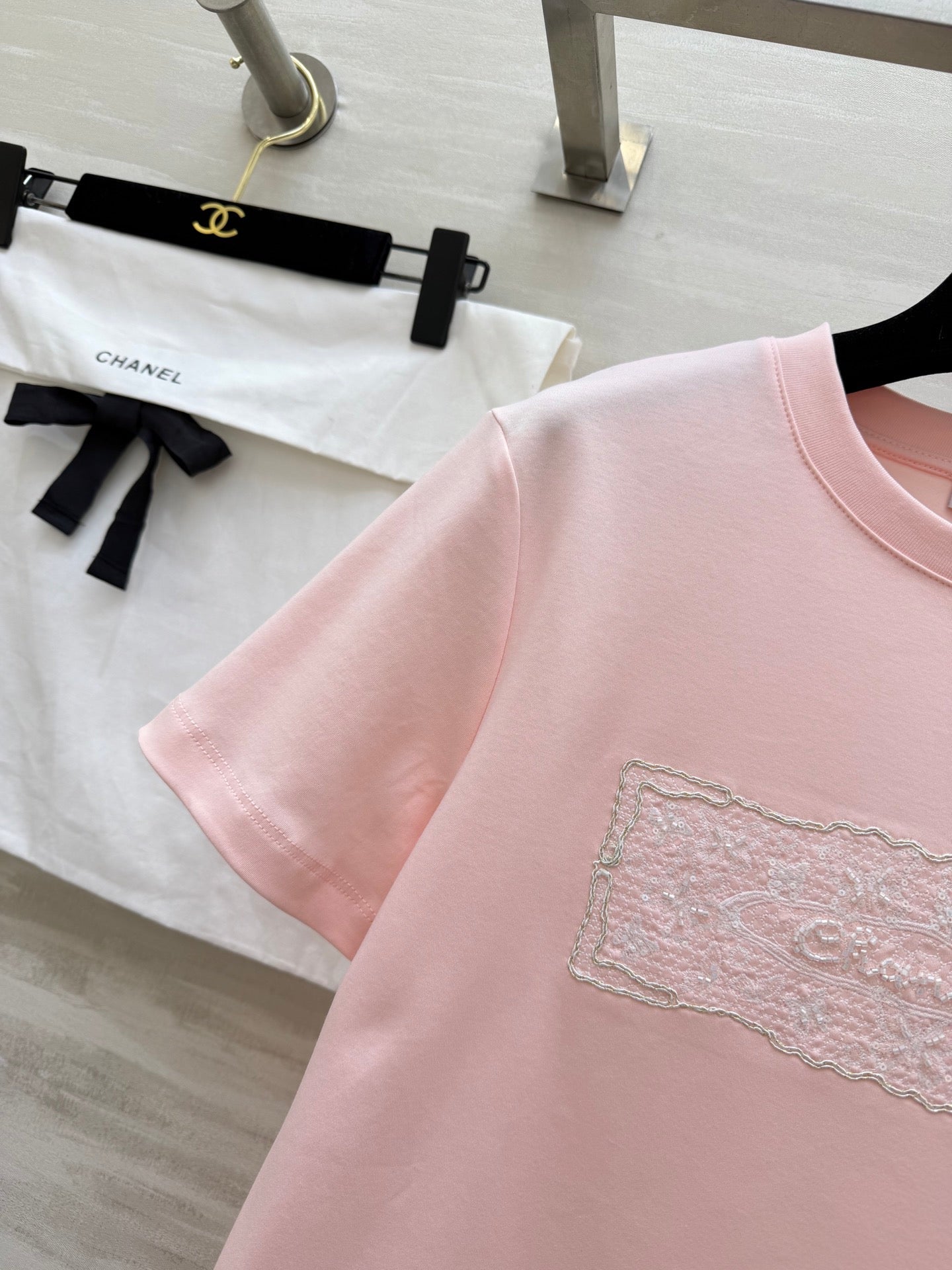 CC 26s Embroidered T-Shirt Light Pink Cotton 363665