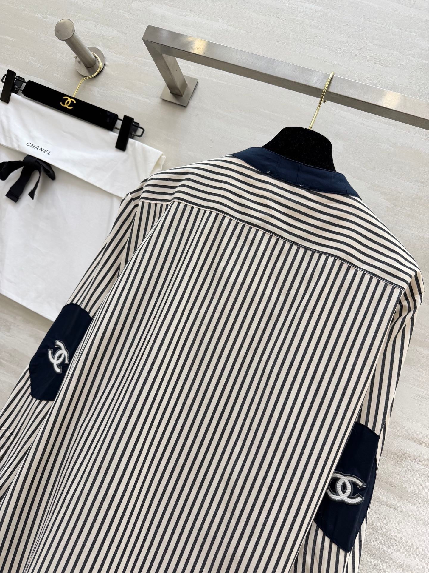 CC 26s Striped Shirt Black White Cotton Linen 363650