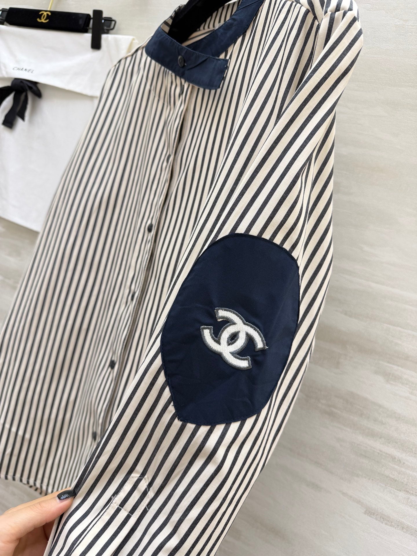 CC 26s Striped Shirt Black White Cotton Linen 363650
