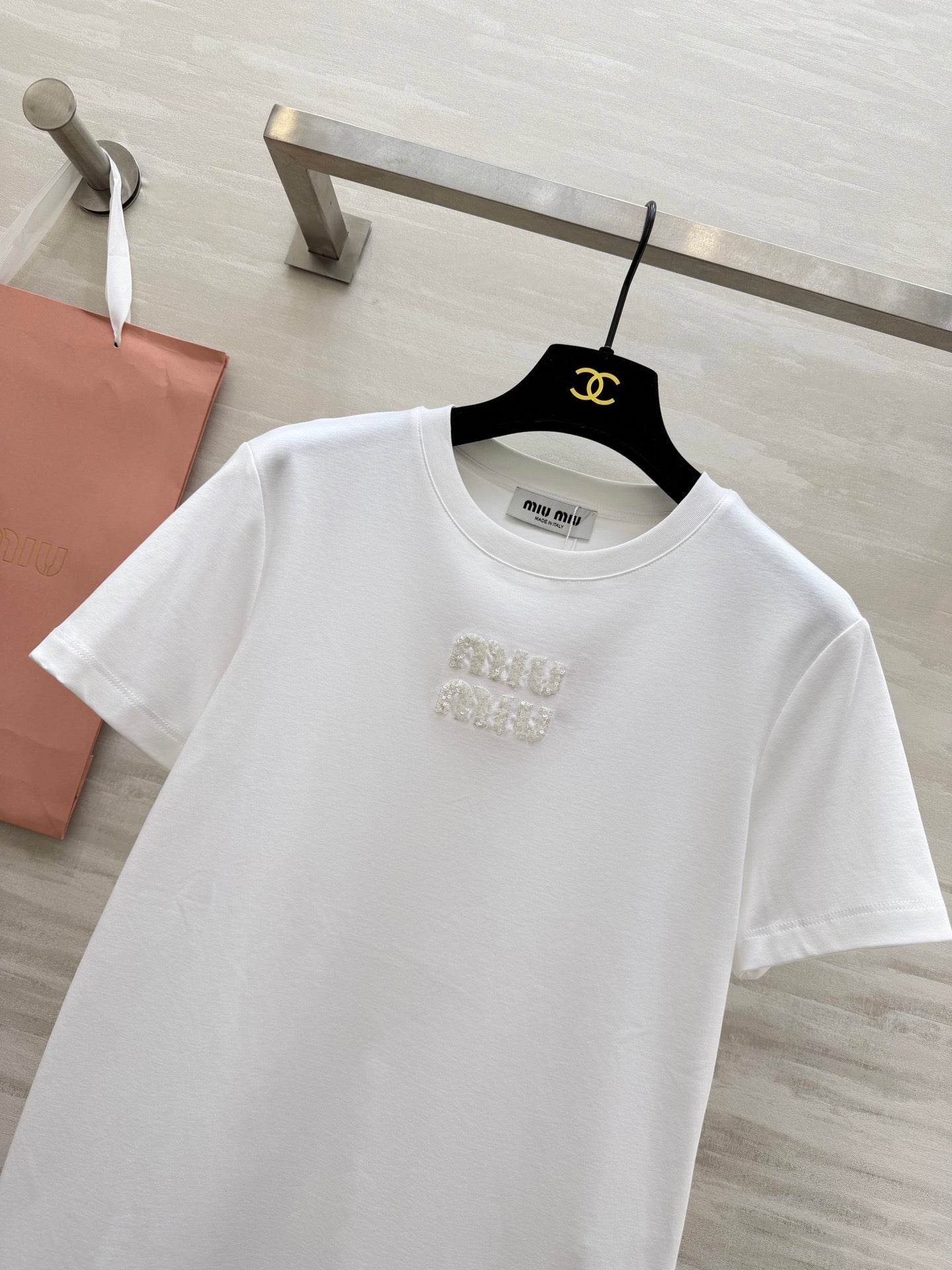 Miu 26s Short-Sleeve T-Shirt White Cotton 363637