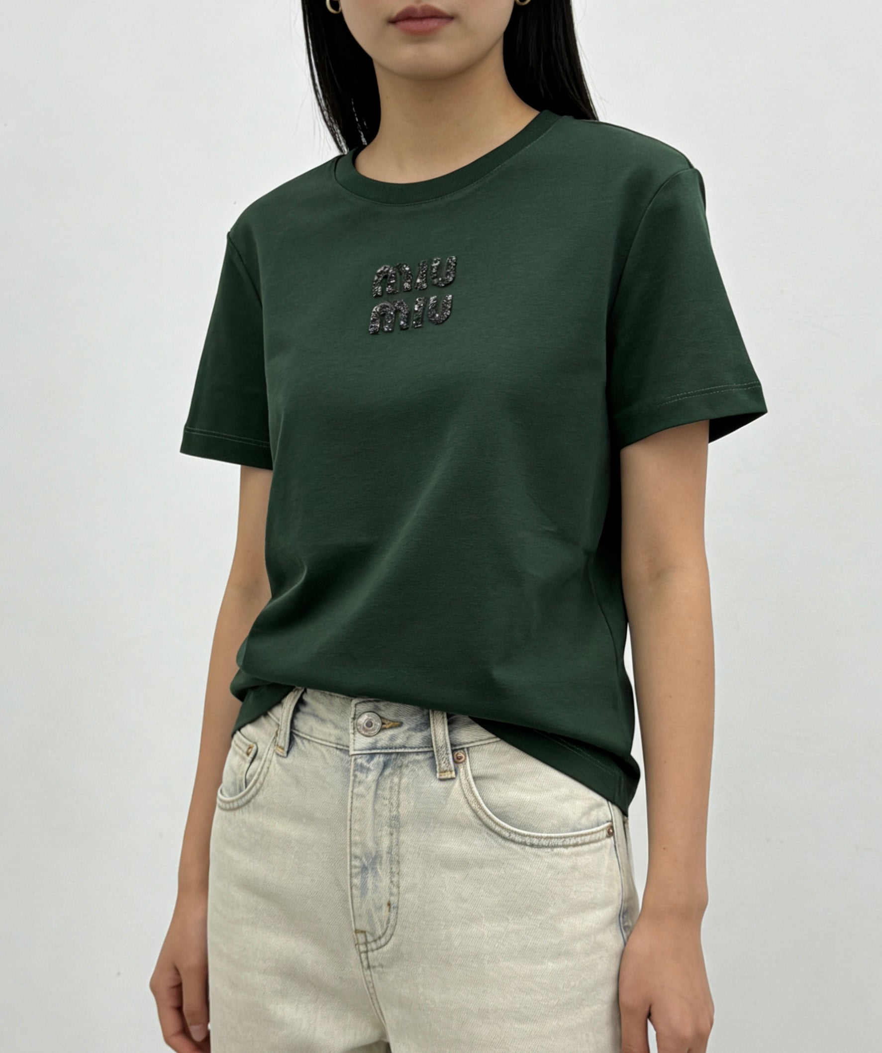 Miu 26s Short-Sleeve T-Shirt Green Cotton 363641