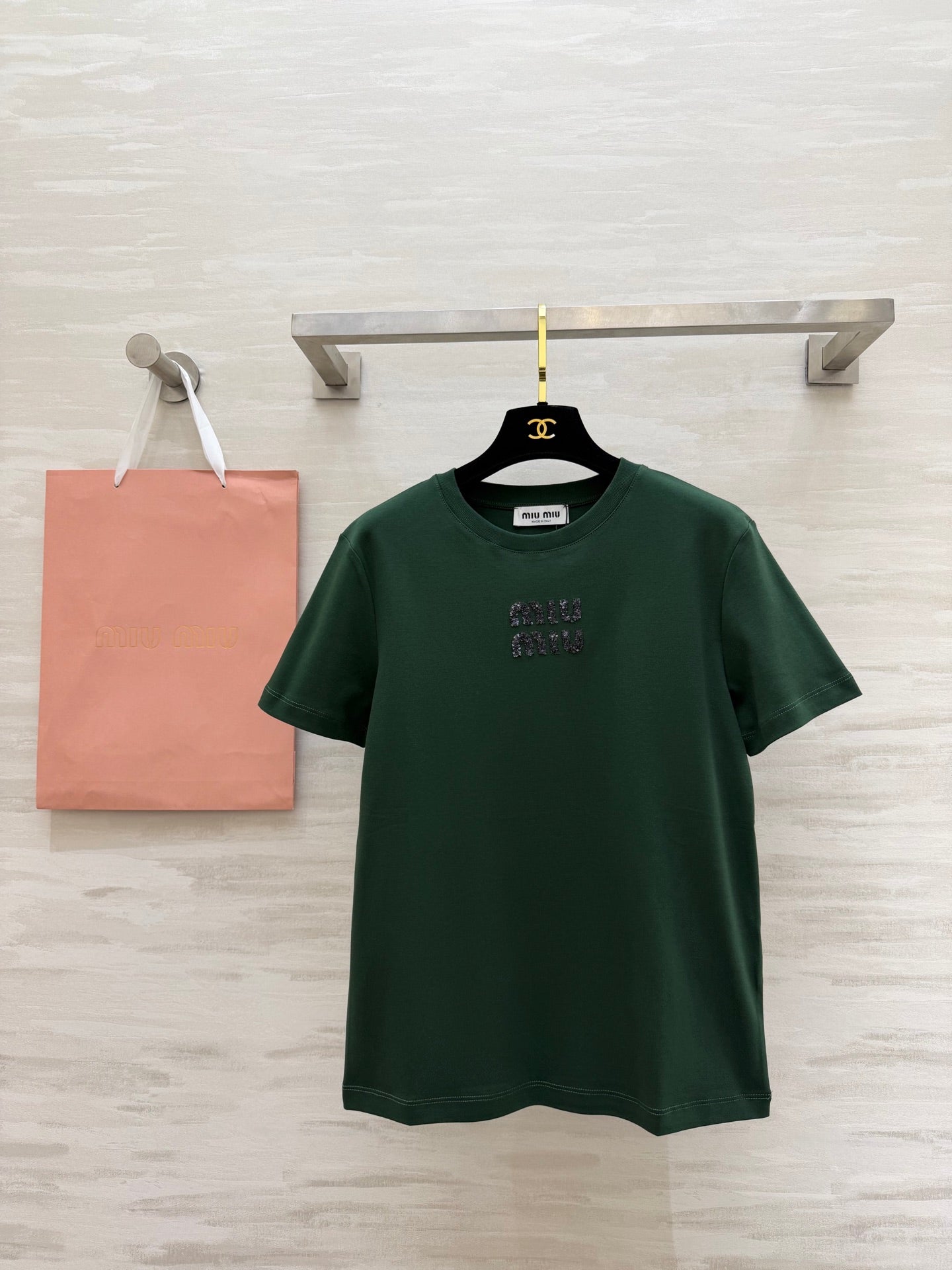 Miu 26s Short-Sleeve T-Shirt Green Cotton 363641