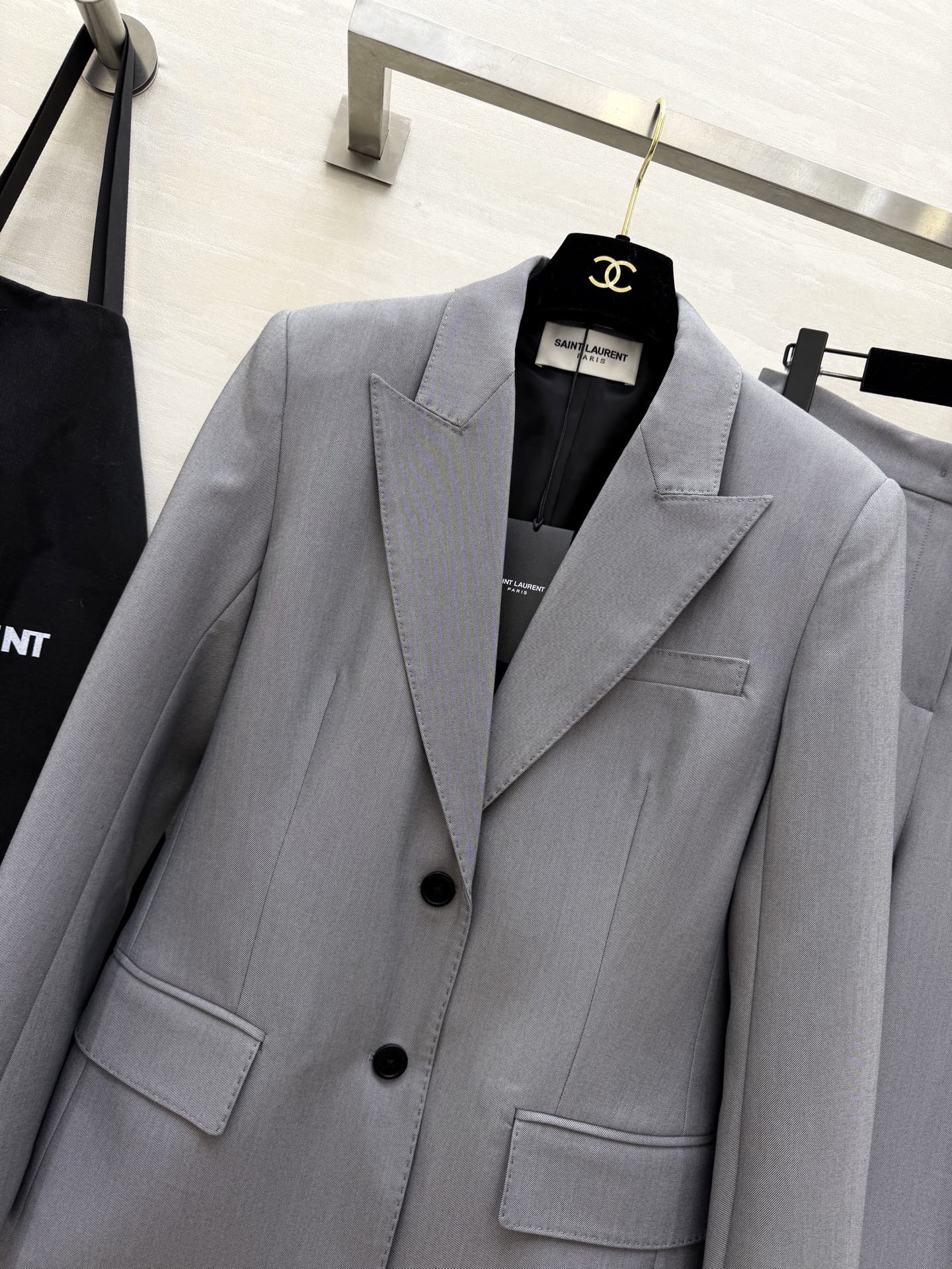 YSL 26s Suit Set Grey Wool 363619