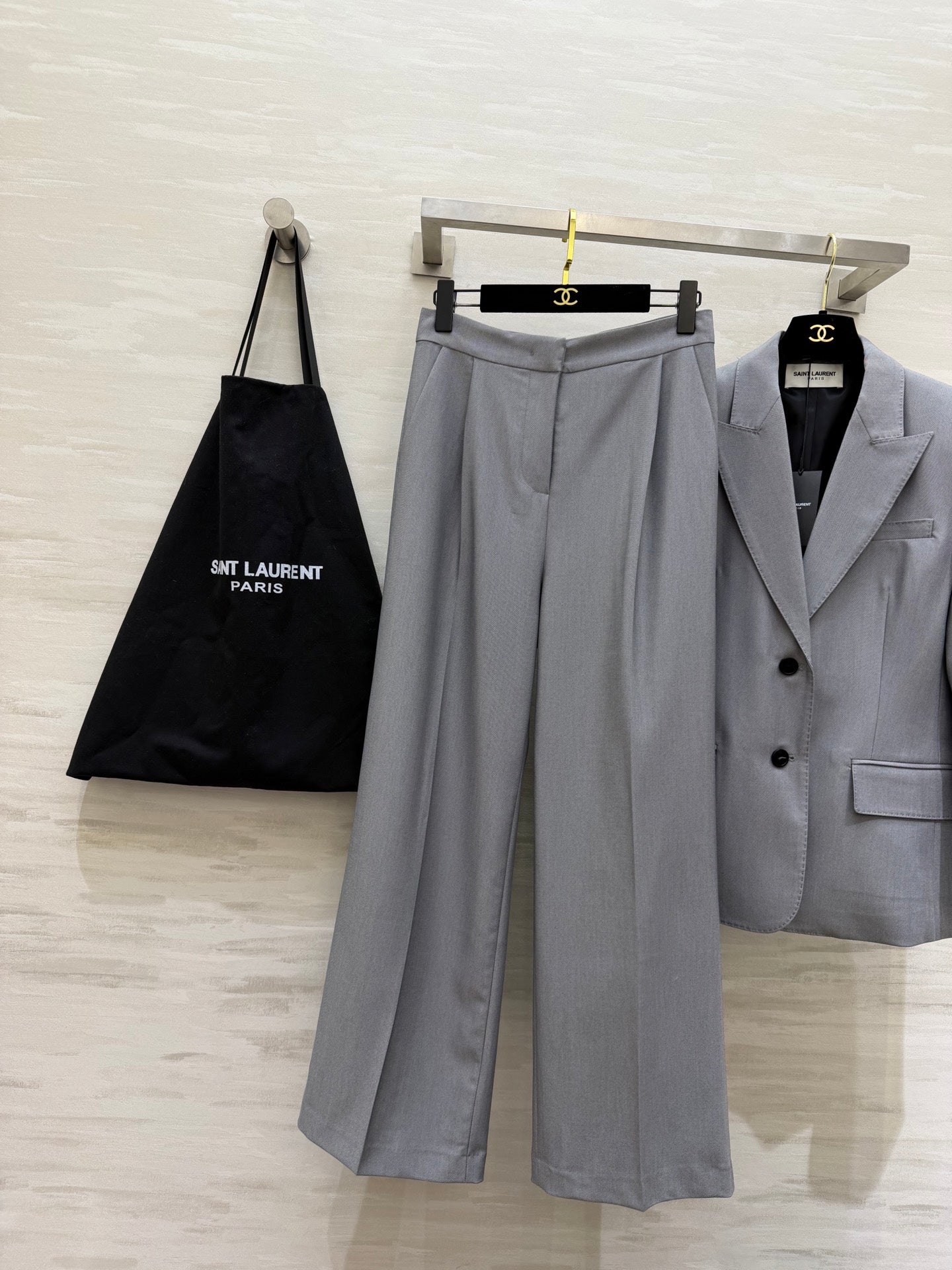 YSL 26s Suit Set Grey Wool 363619